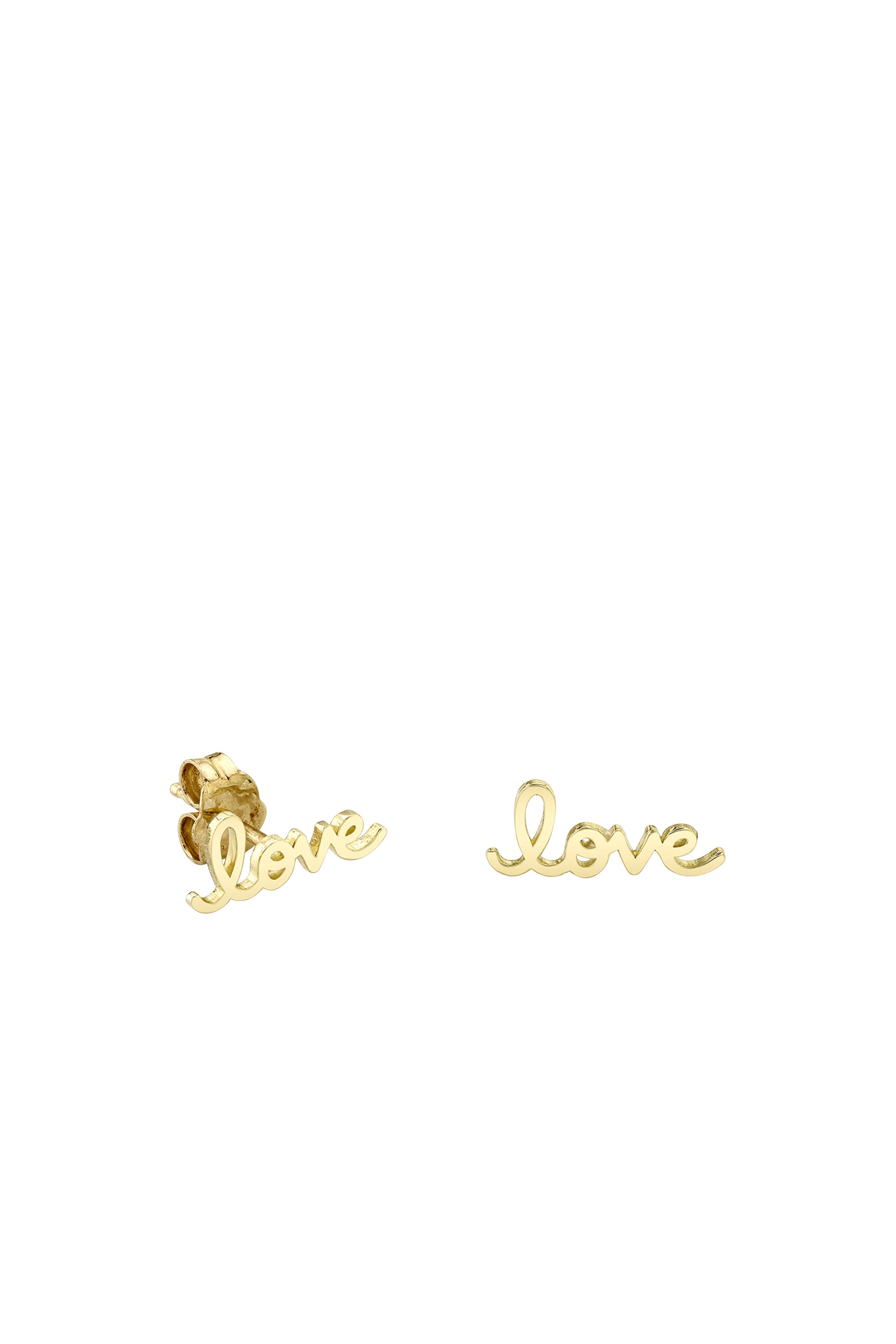 Kids Love Script Studs, 14k Yellow Gold