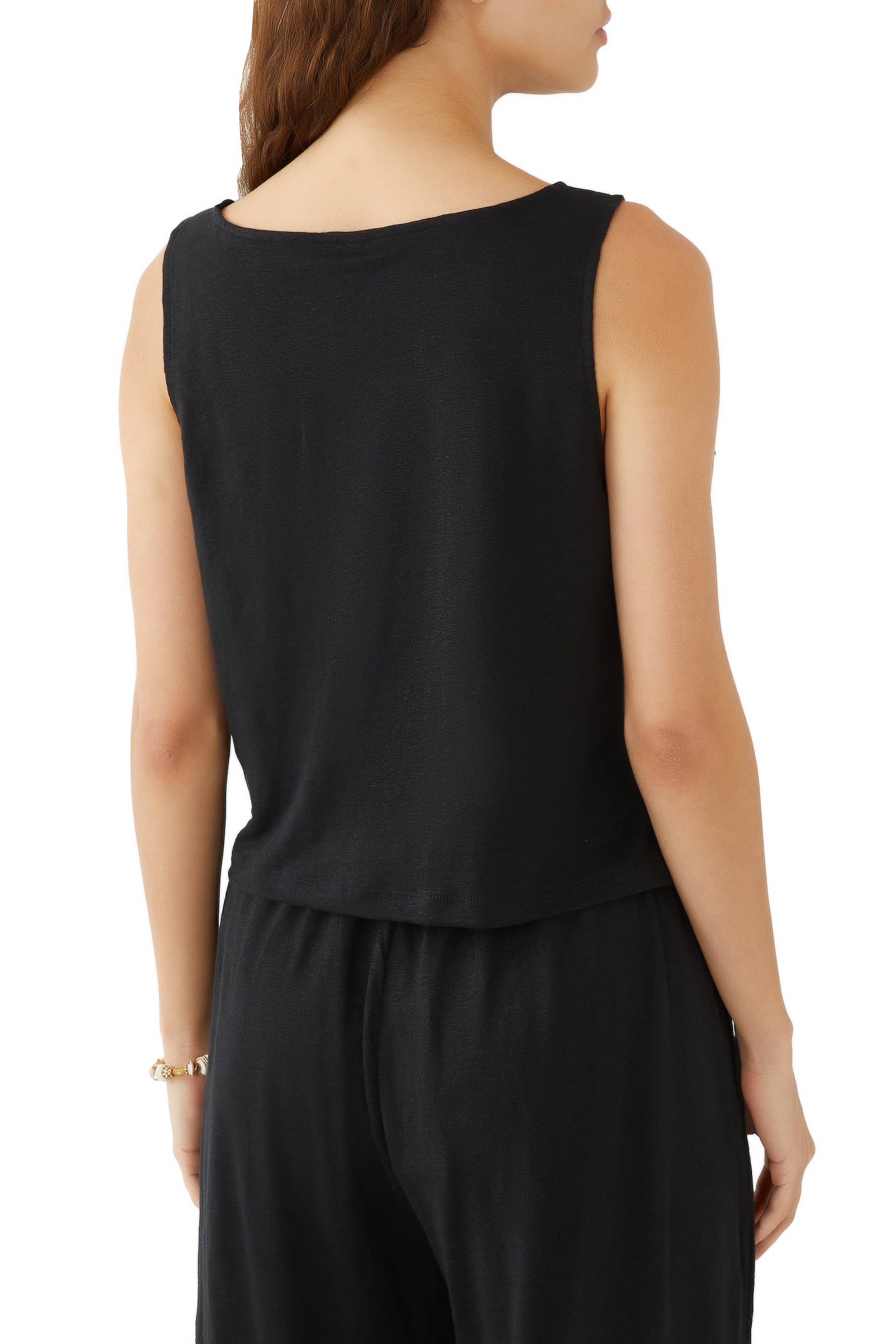 Boat Neck Organic Linen Knit  Crop Tank