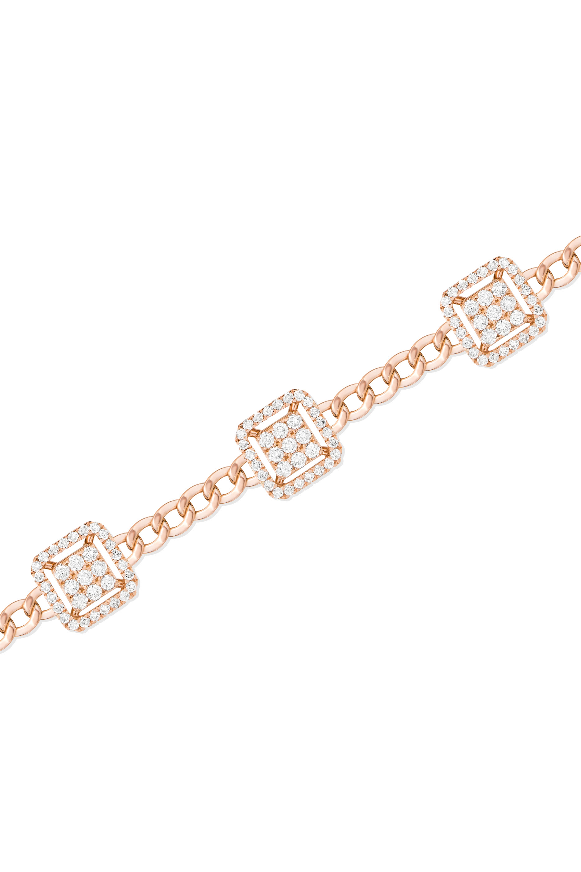 Quwa Three Square Bracelet, 18k Pink Gold & Diamonds