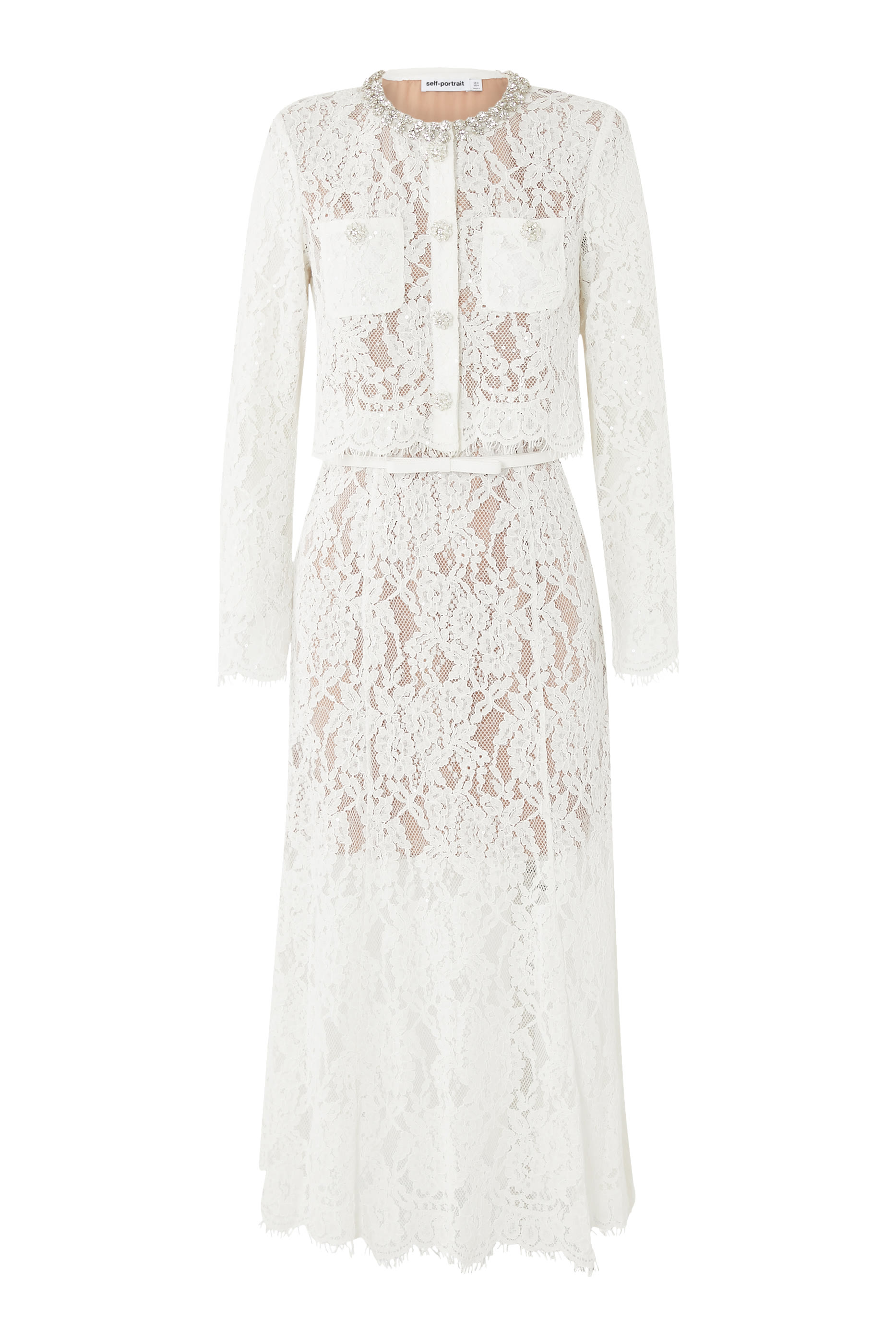  Lace Embellished Midi Dress