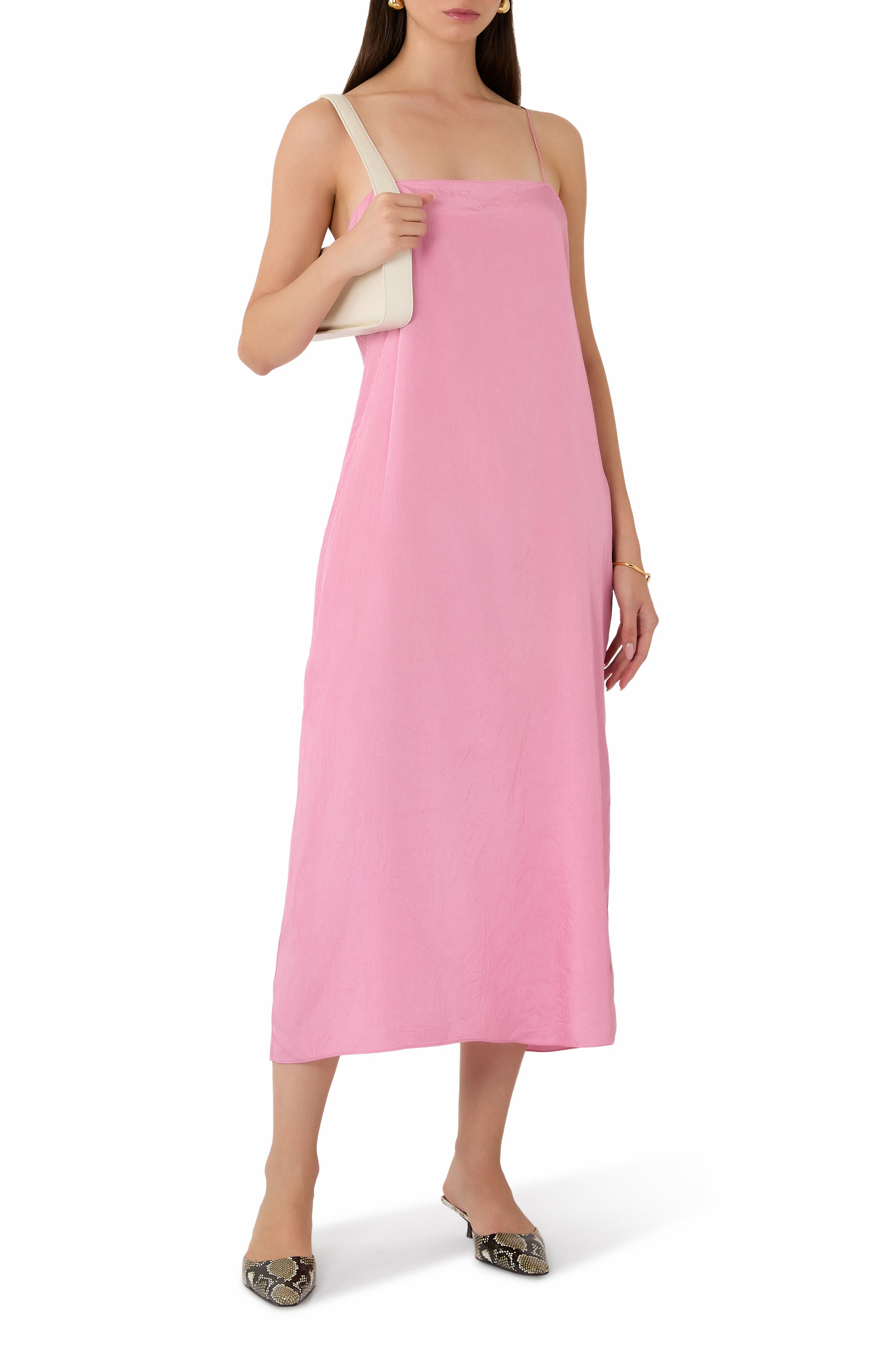 Summer Acetate Crinkle Slip Dress