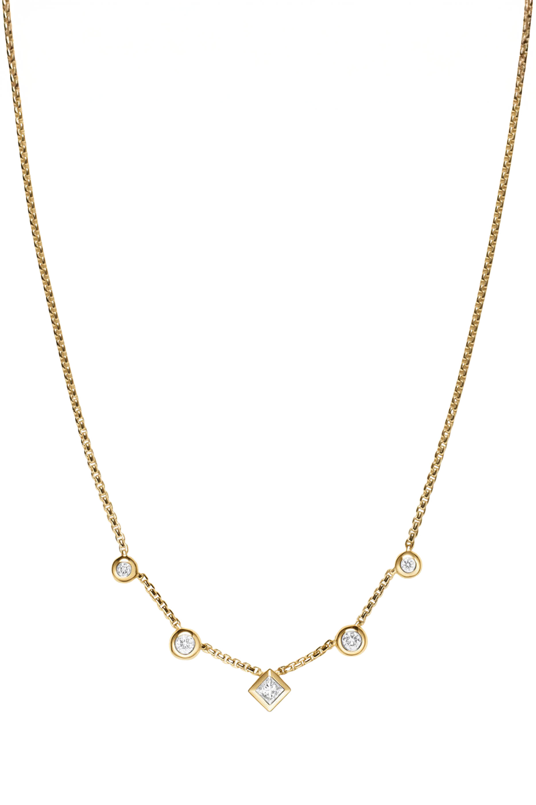 Petite Modern Renaissance&reg; Station Chain Necklace, 18k Yellow Gold & Diamonds