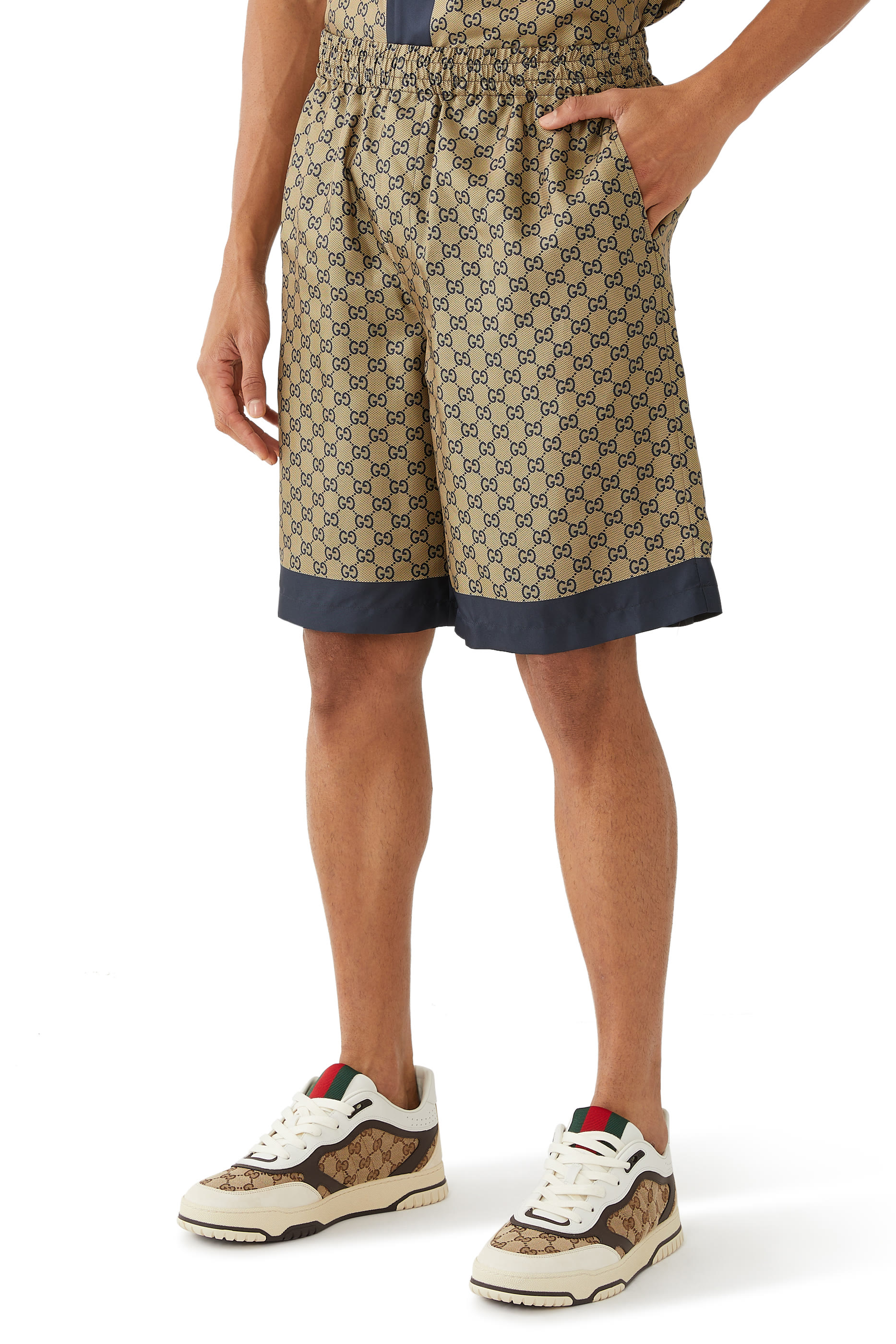 Printed Silk Twill Shorts