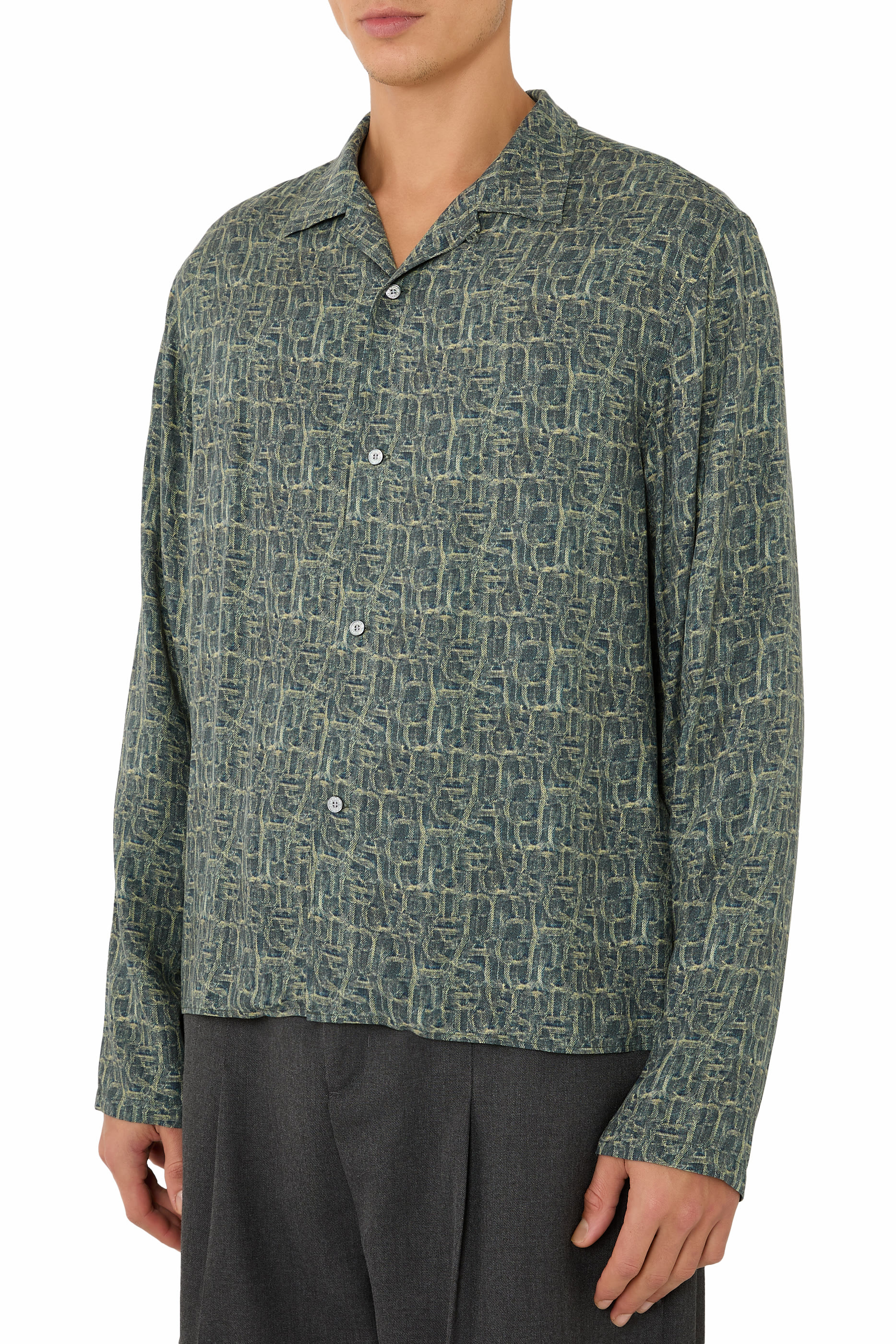 Monogram Button-Up Shirt