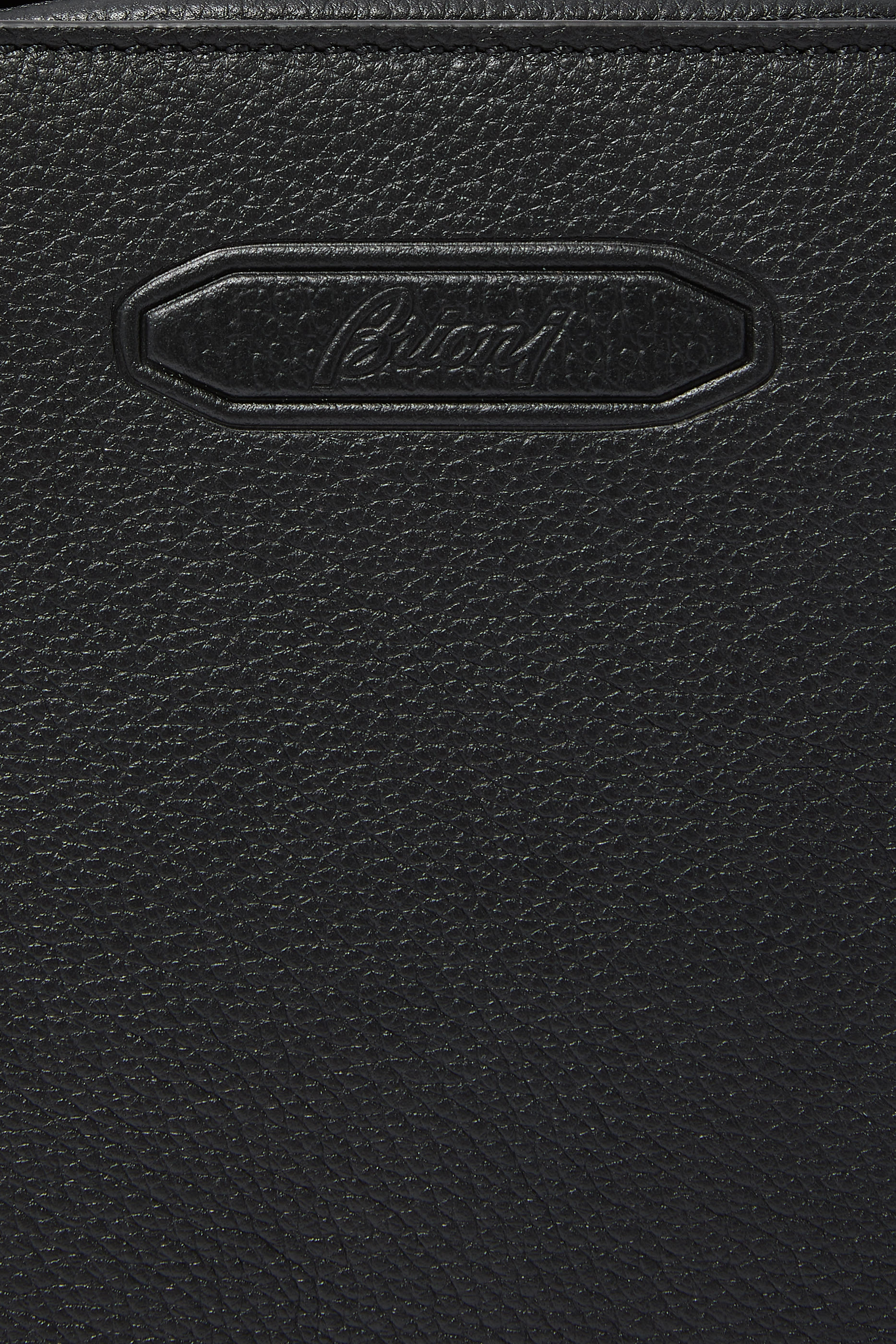 Logo Grained Leather Messenger Bag