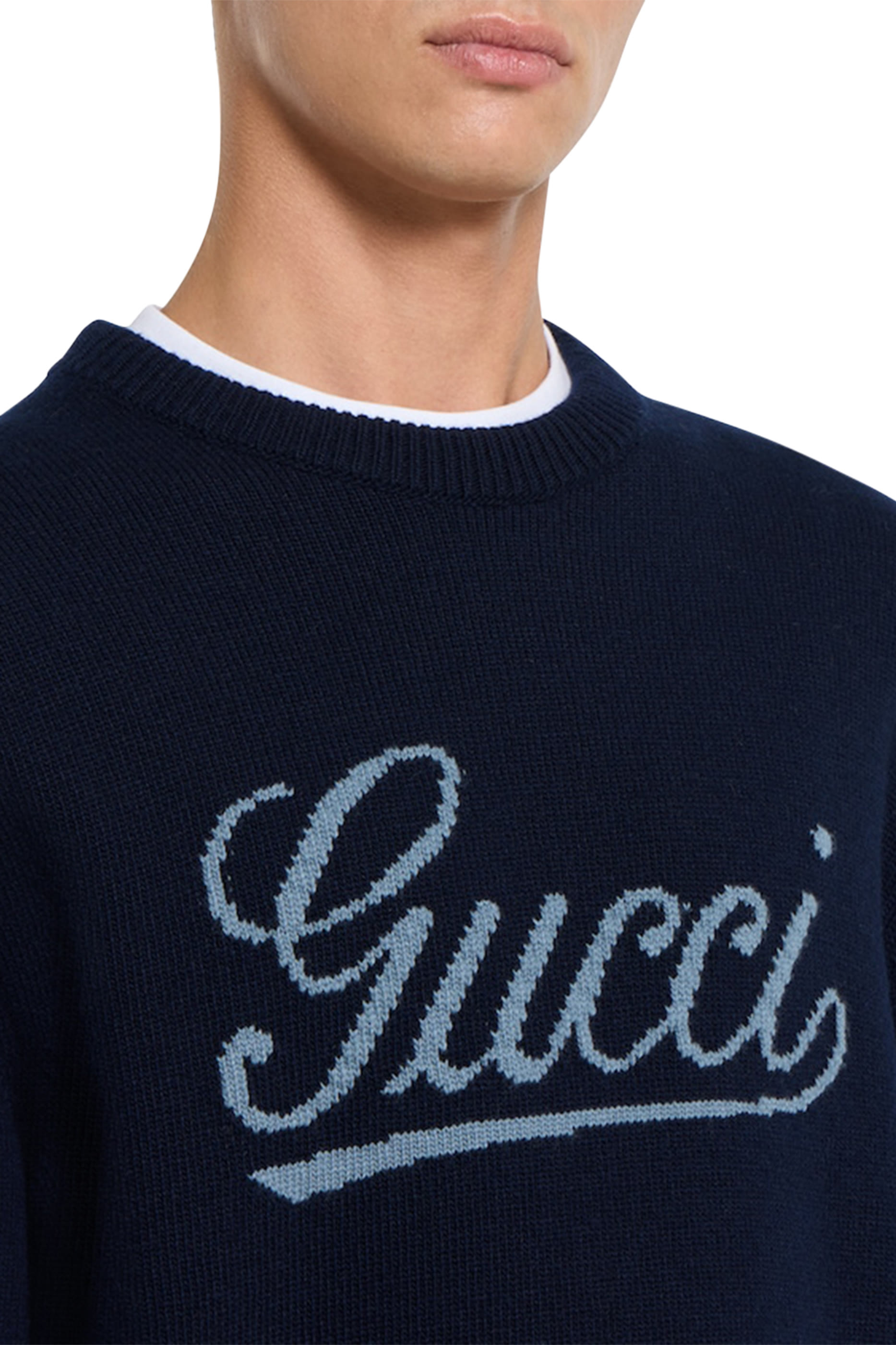 Logo Intarsia Knit Wool Jumper