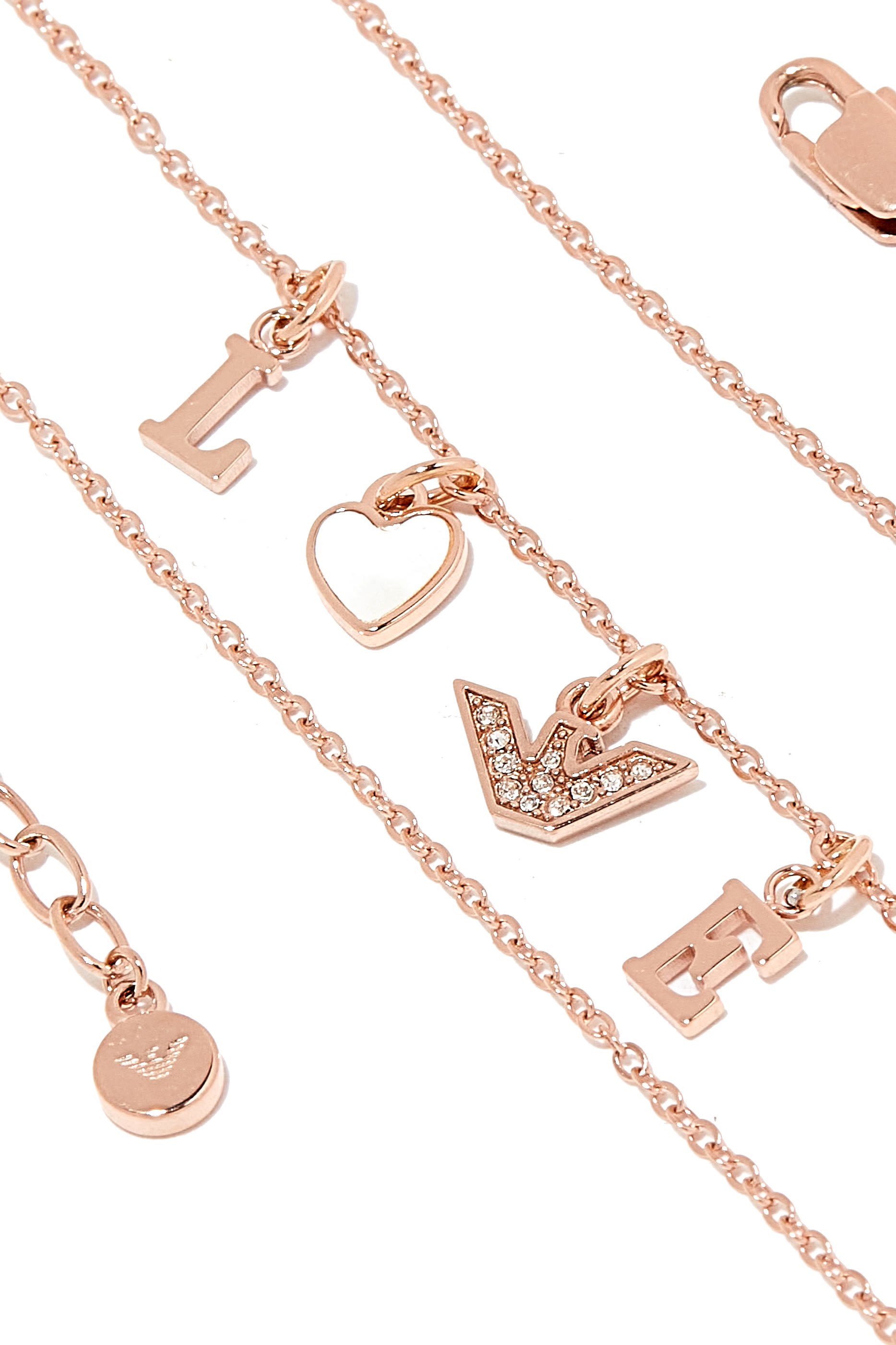 'Love' Necklace, Stainless Steel & Crystals