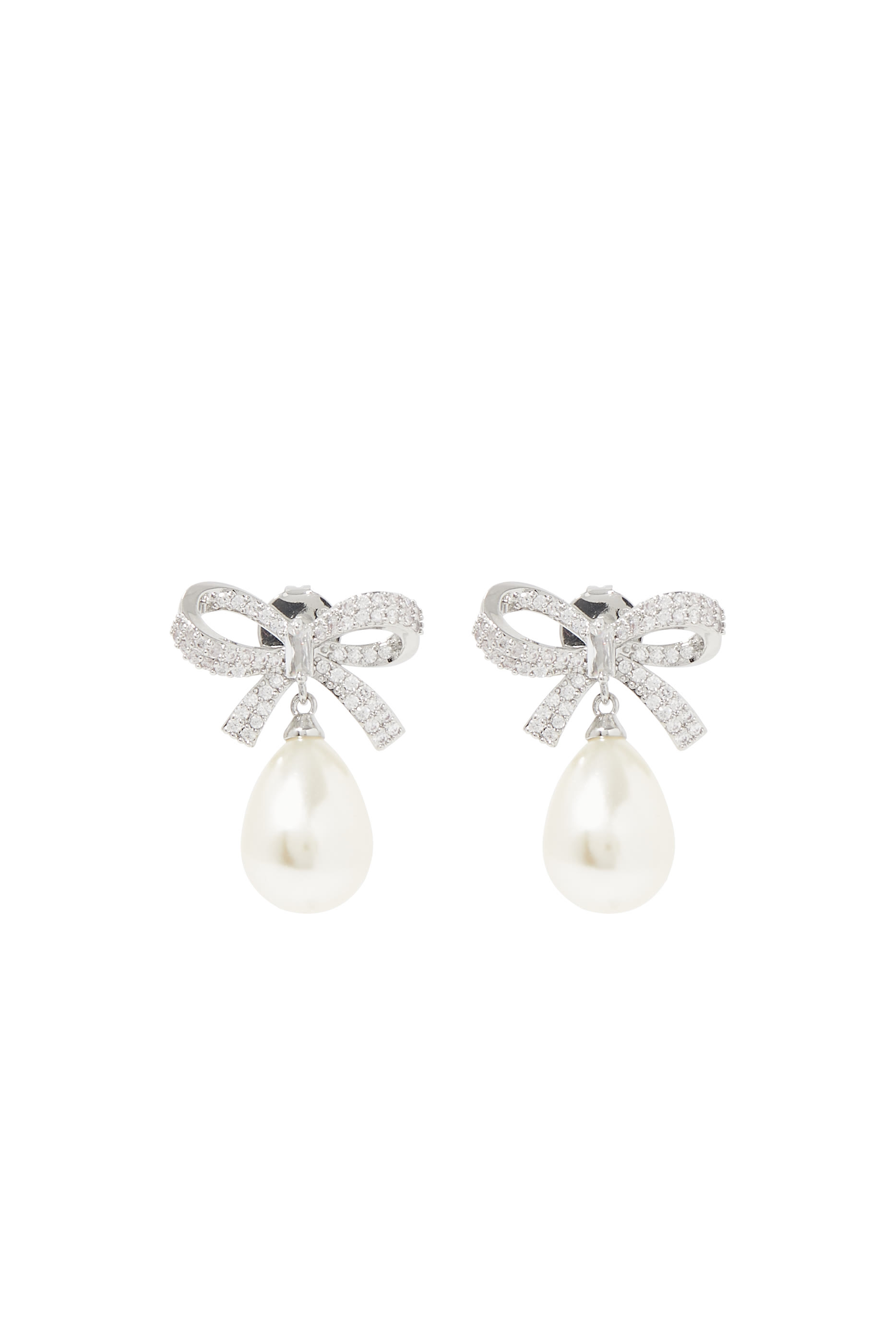 Bow Pearl Earrings, Sterling Silver & Pearl