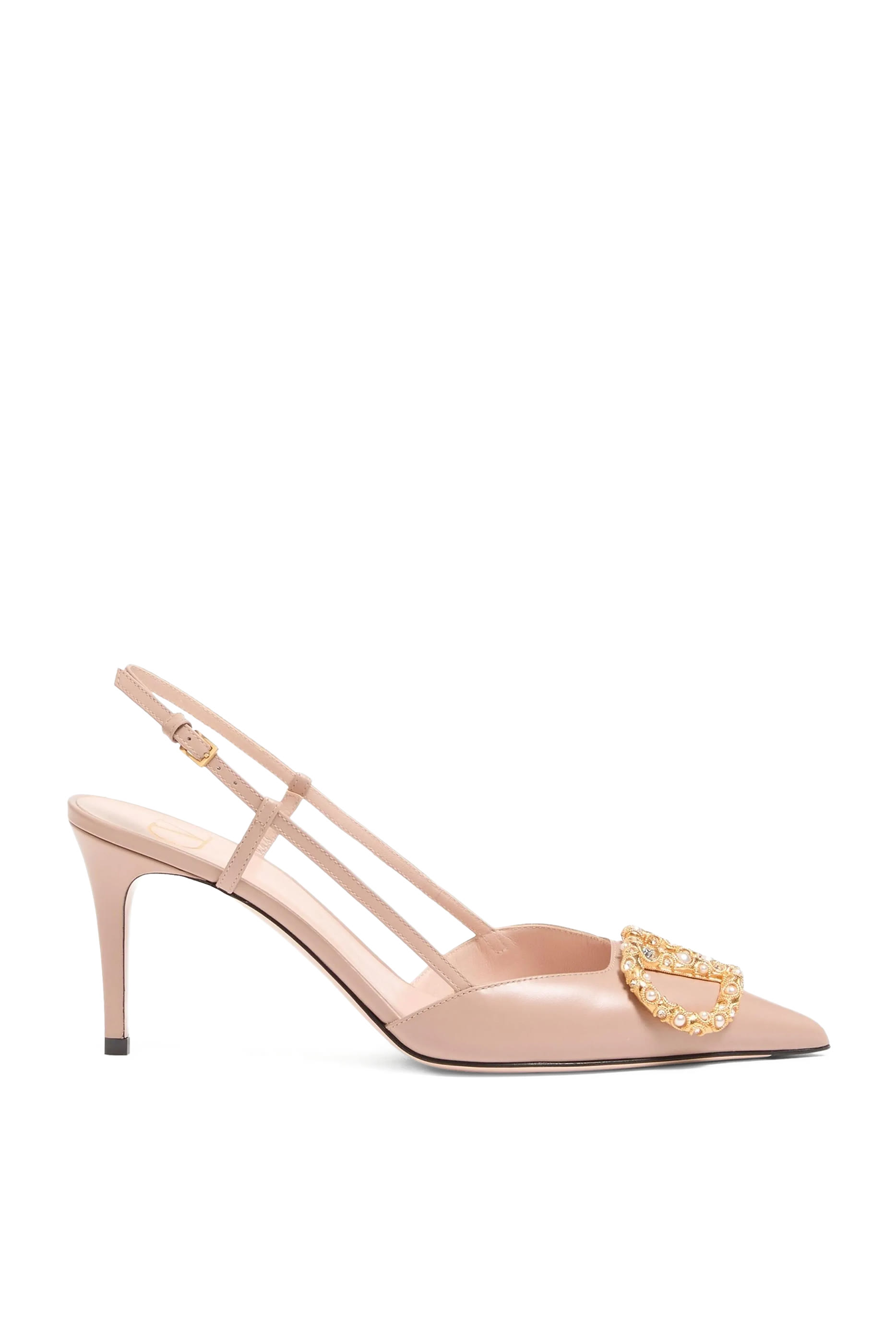  VLogo Signature 80 Slingback Calfskin Pumps with Jewel Logo 
