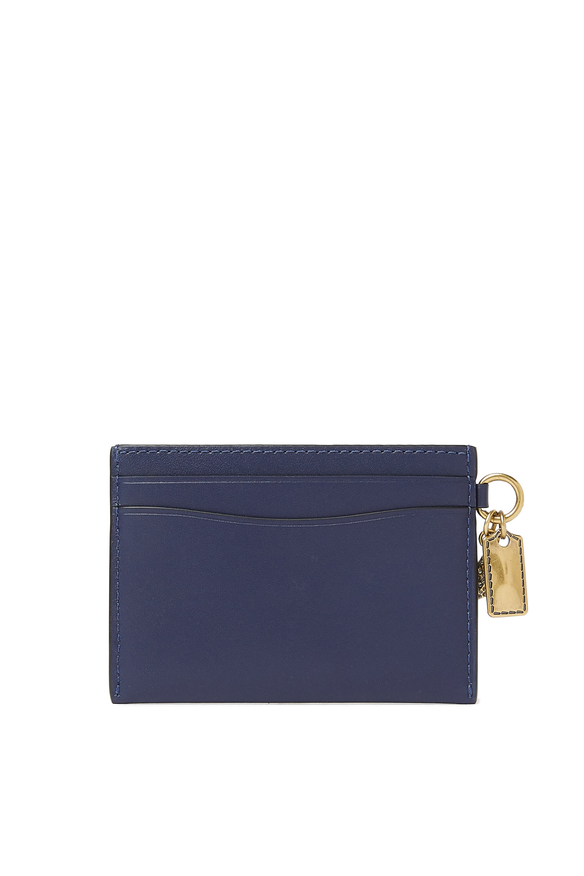 Refined Calf Leather Essential Card Case With Charm