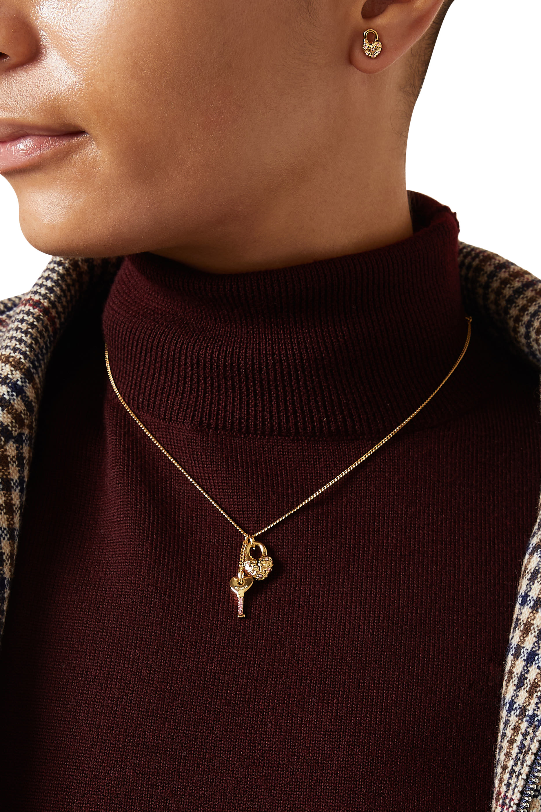 Heart Padlock Stud Earrings