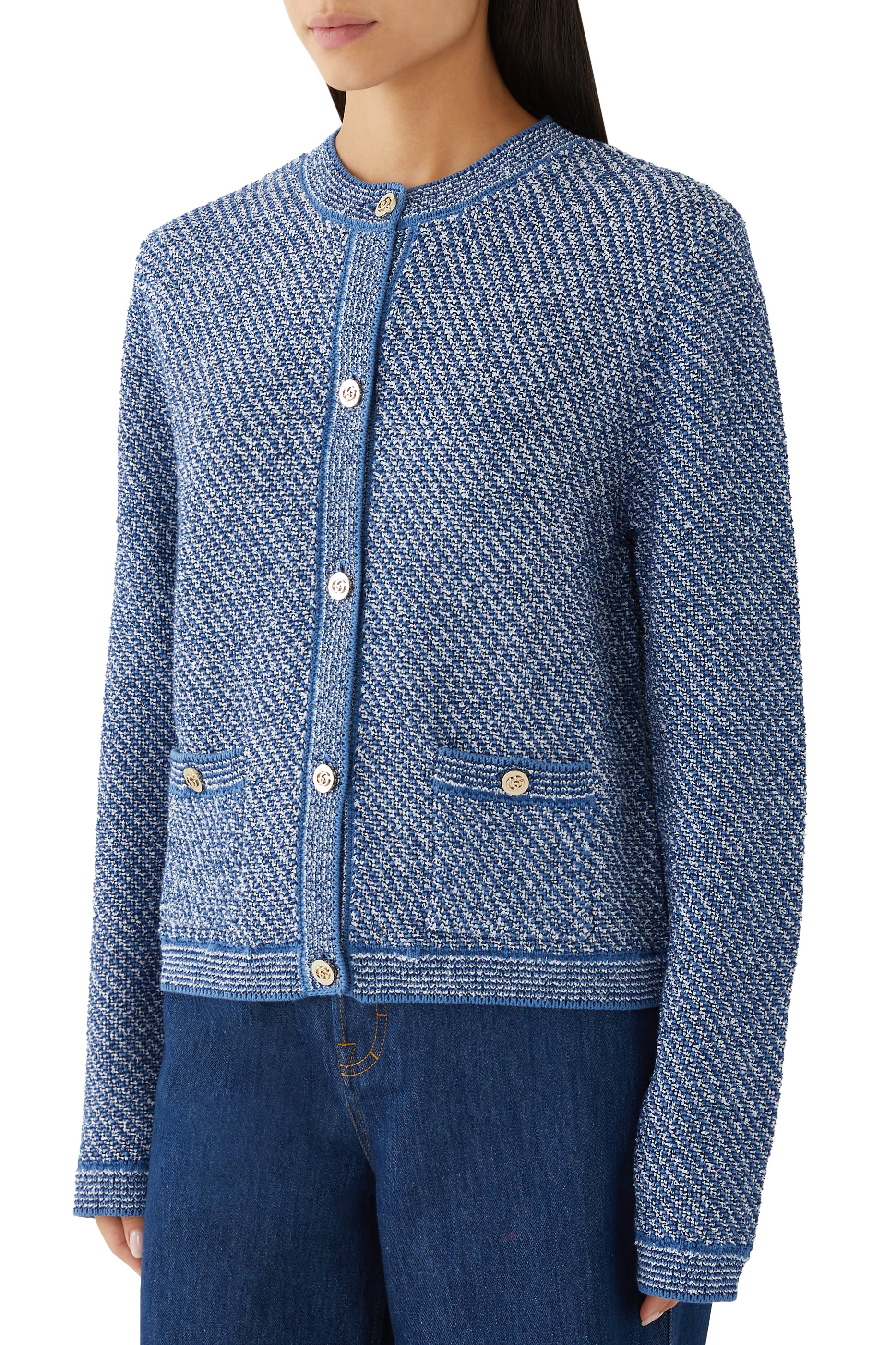 Fine Cotton Crewneck Cardigan
