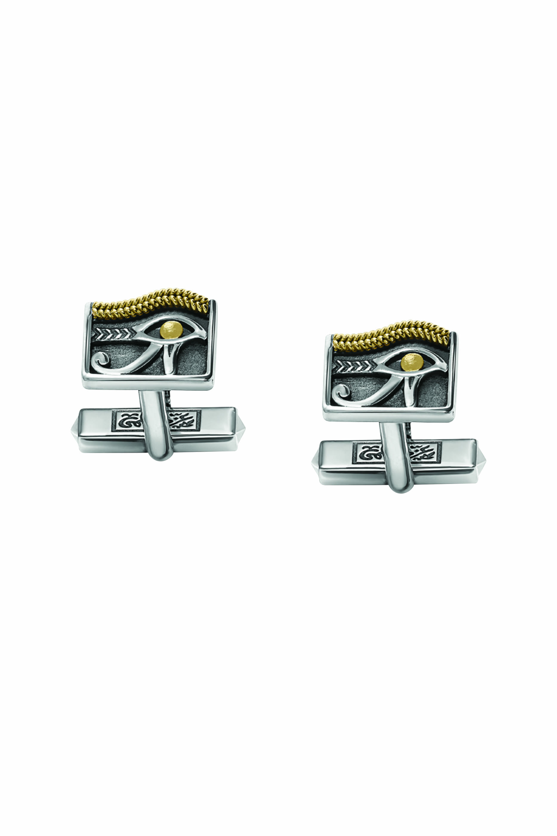 Eye of Horus Cufflinks, 18K Yellow Gold & Sterling Silver