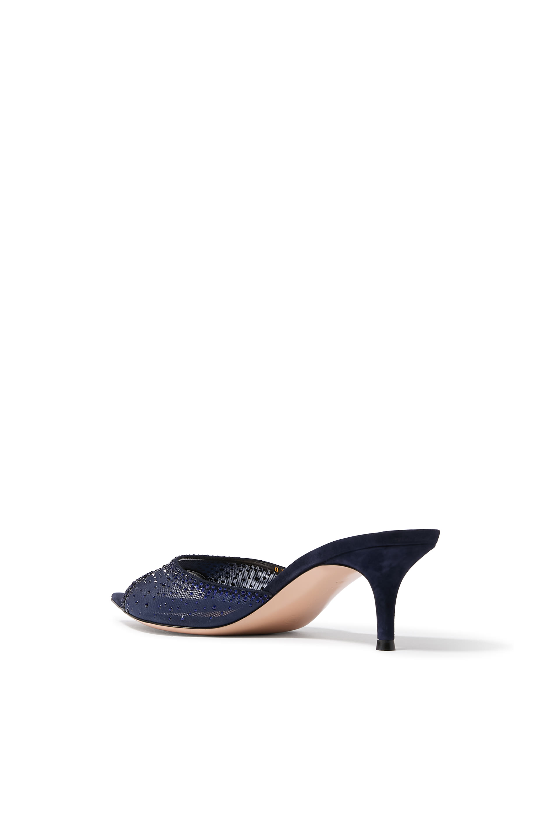 Rania 55 Suede Organza Embellished Mules