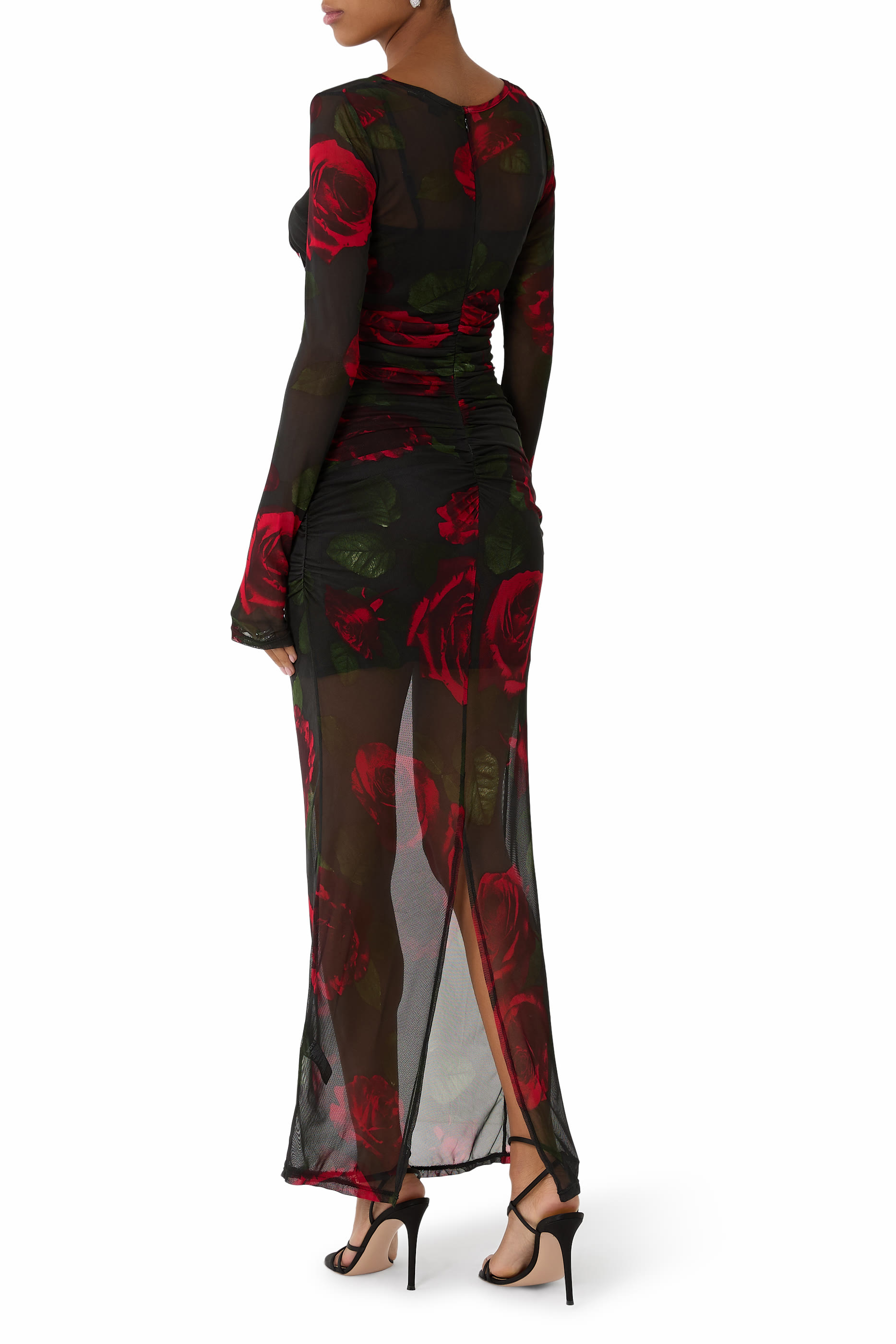 Mesh Ruched Maxi Dress