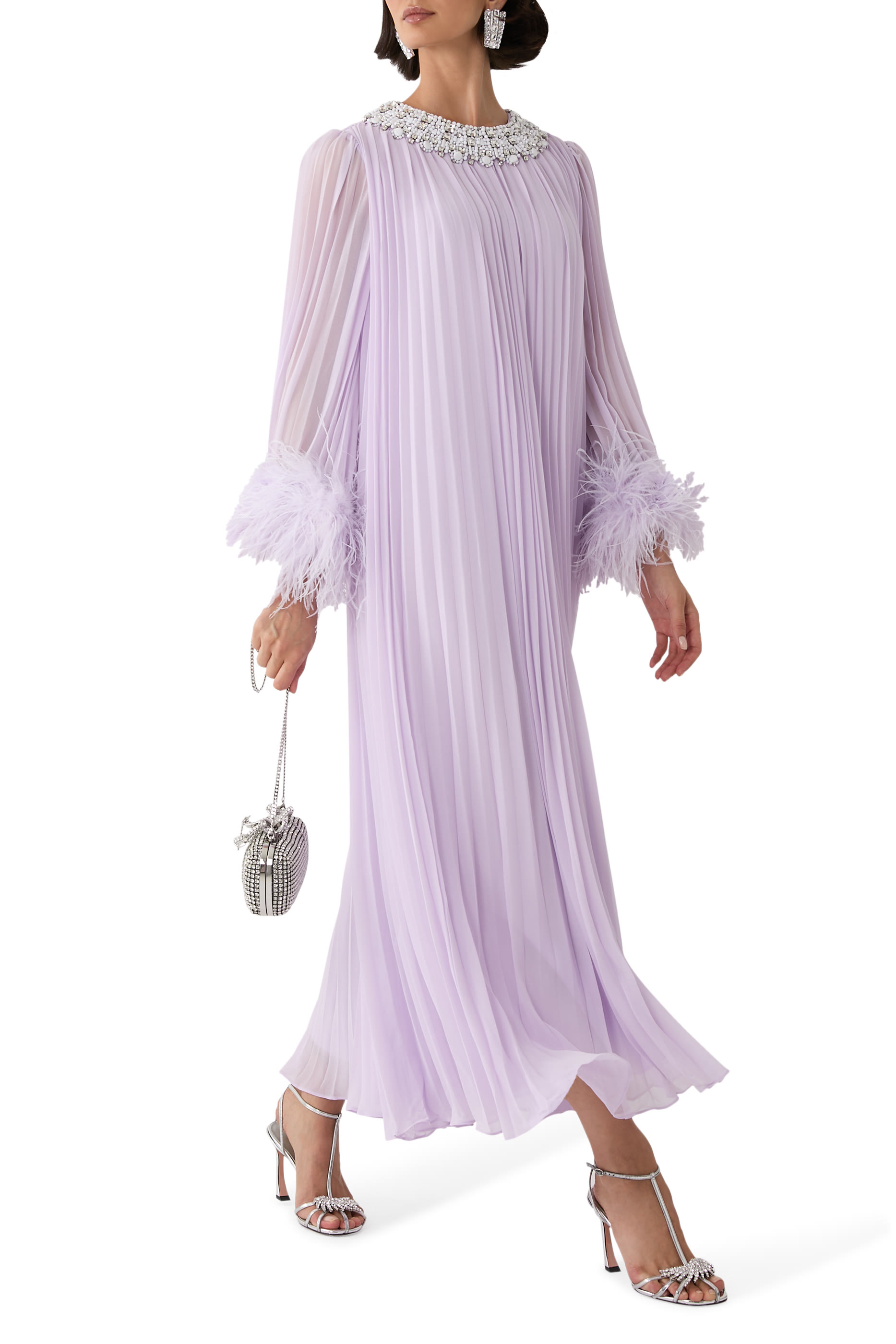 Chiffon Feather Midi Dress