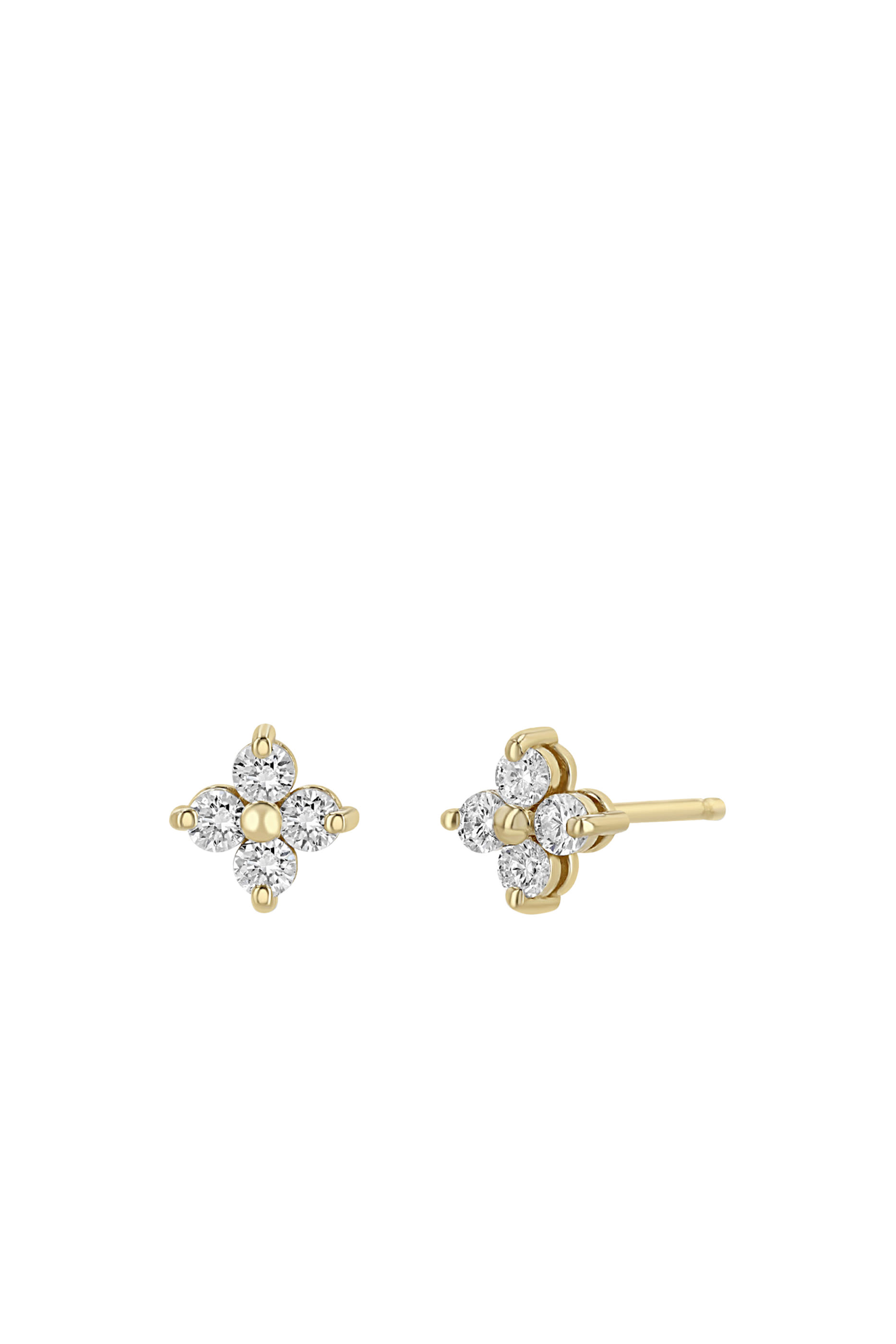 Quad Stud Earrings, 14K Yellow God & Diamonds