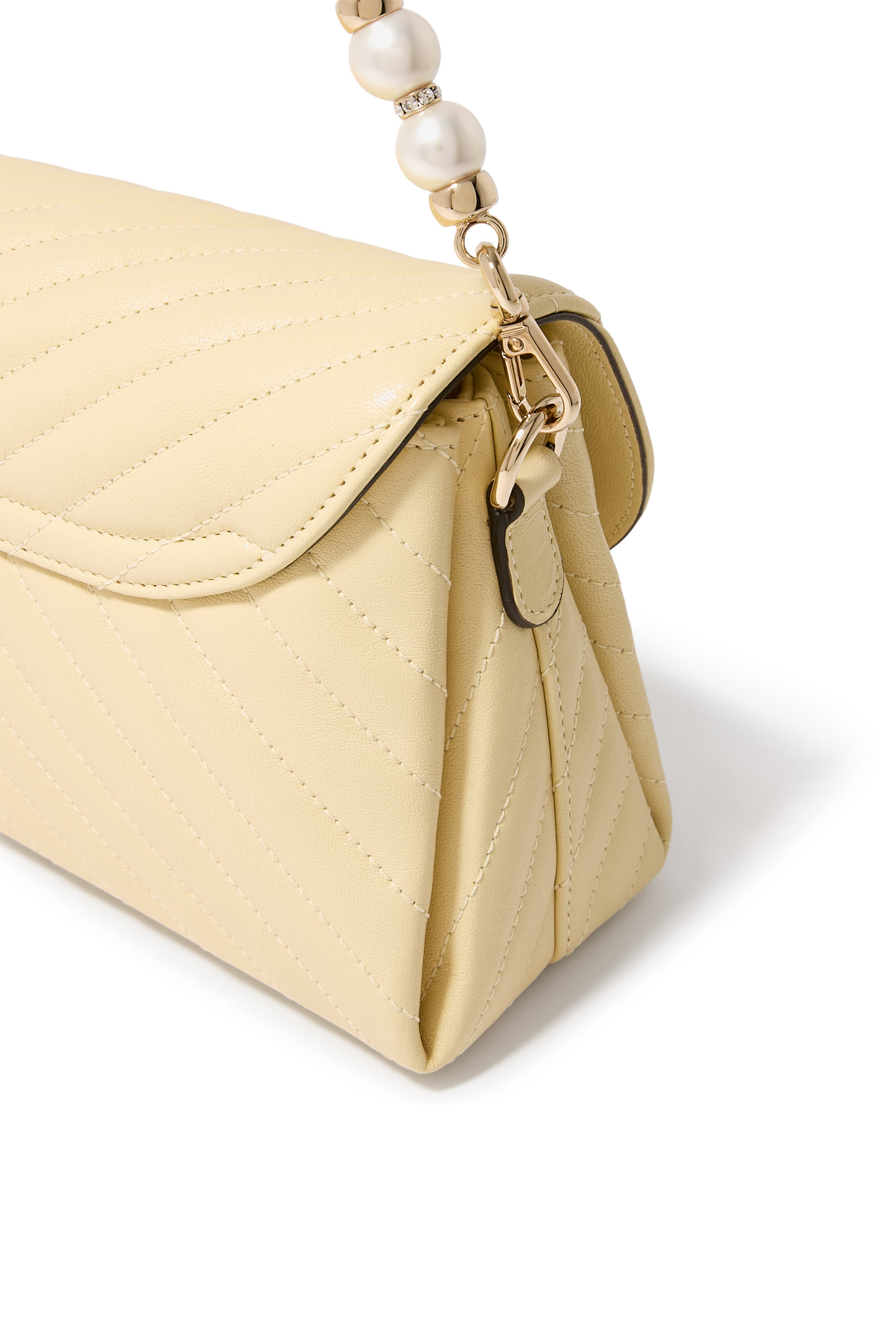 Curve Quilted Biker Leather Top Handle Bag