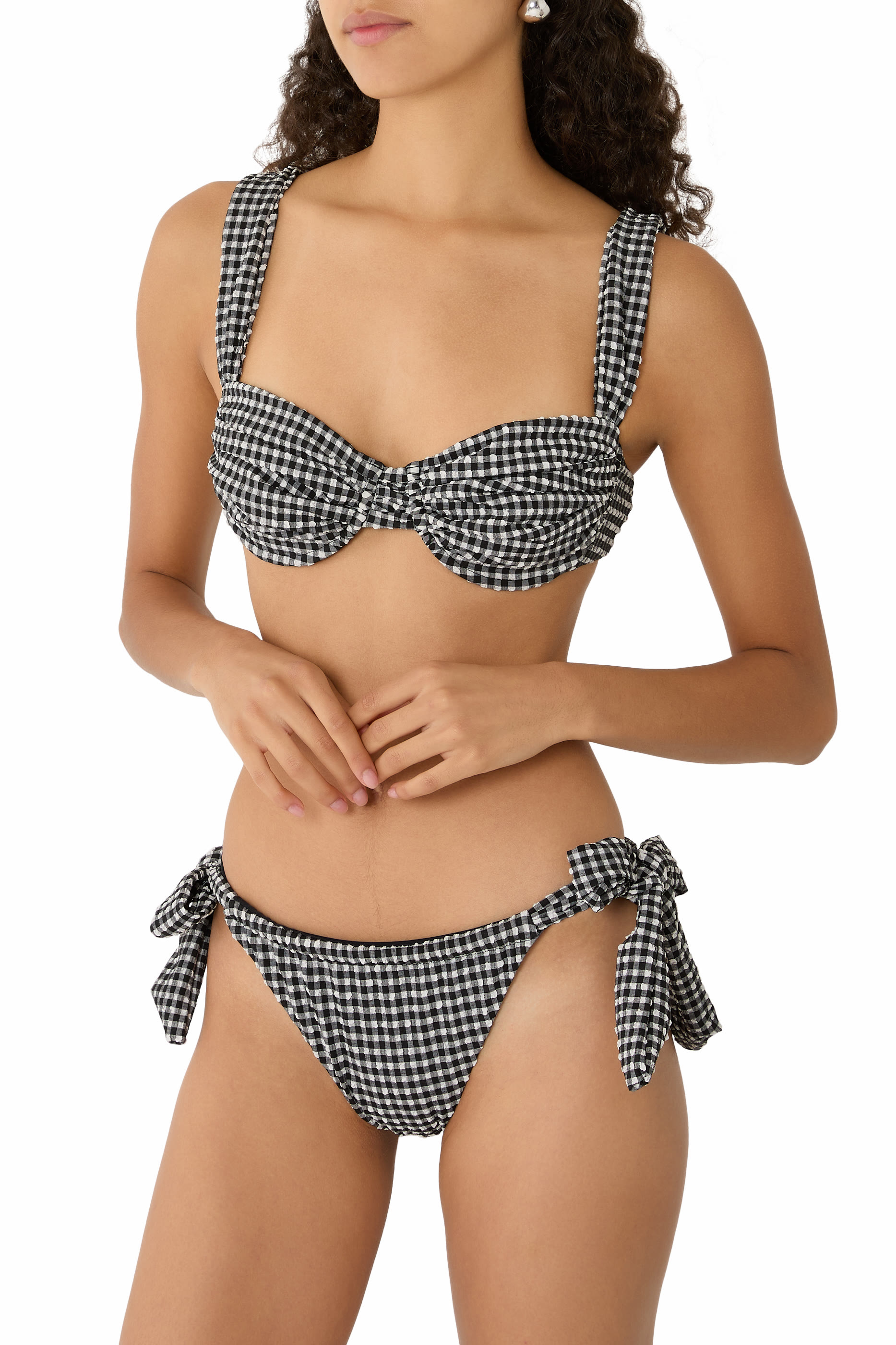 Costa Seersucker Gingham Bikini Bottom 