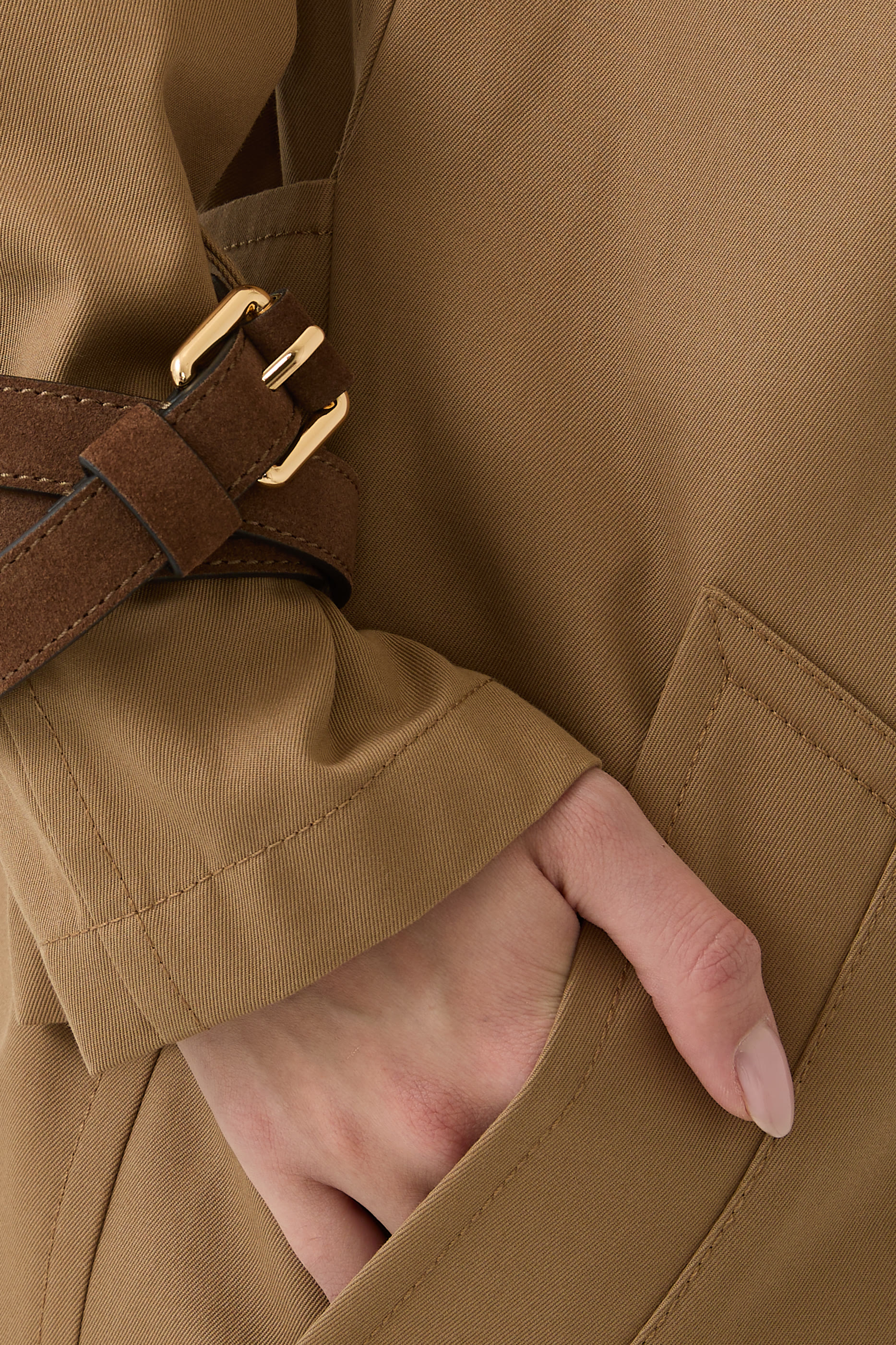 Cotton Blend Gabardine Trench Coat