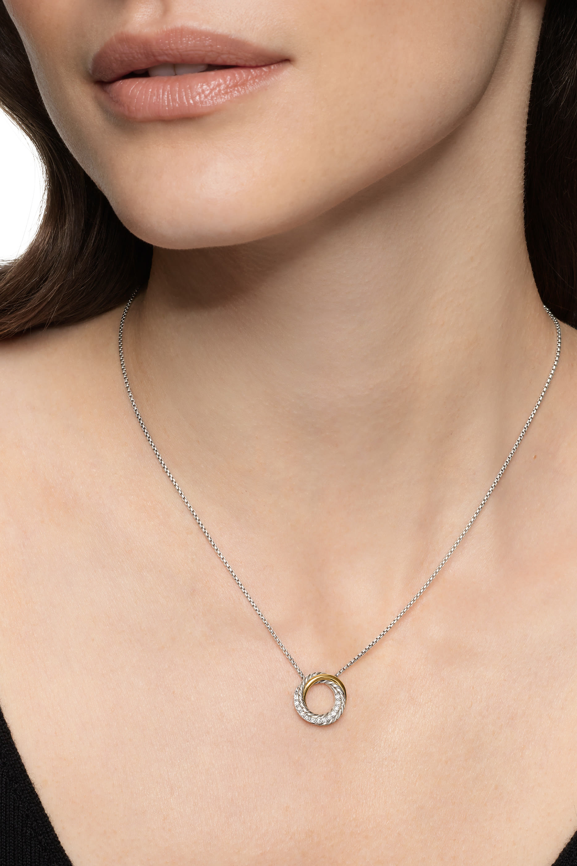 Crossover Mini Pendant Necklace, Sterling Silver & 18k Yellow Gold