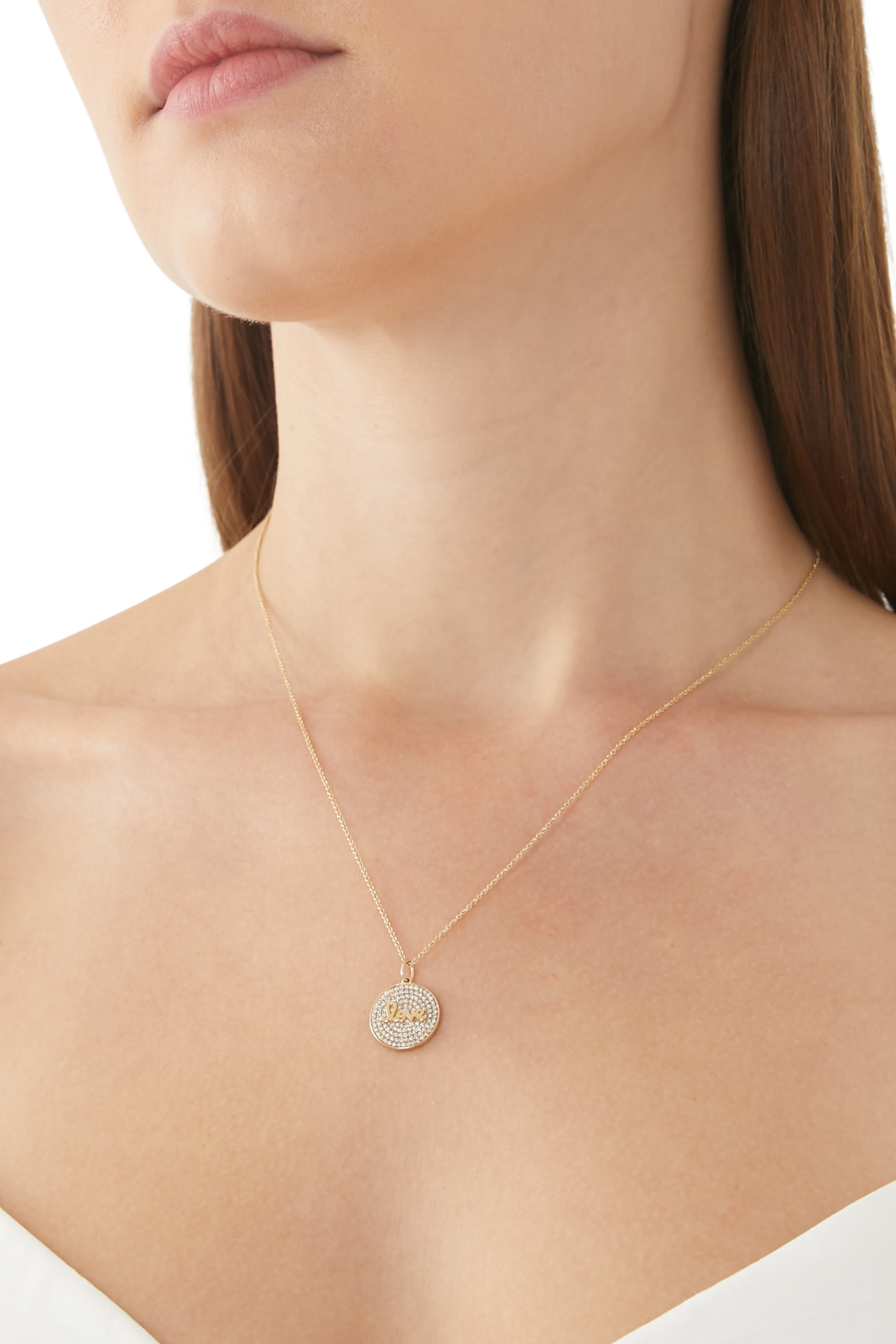 Love Charm Necklace, 14k Yellow Gold & Diamonds