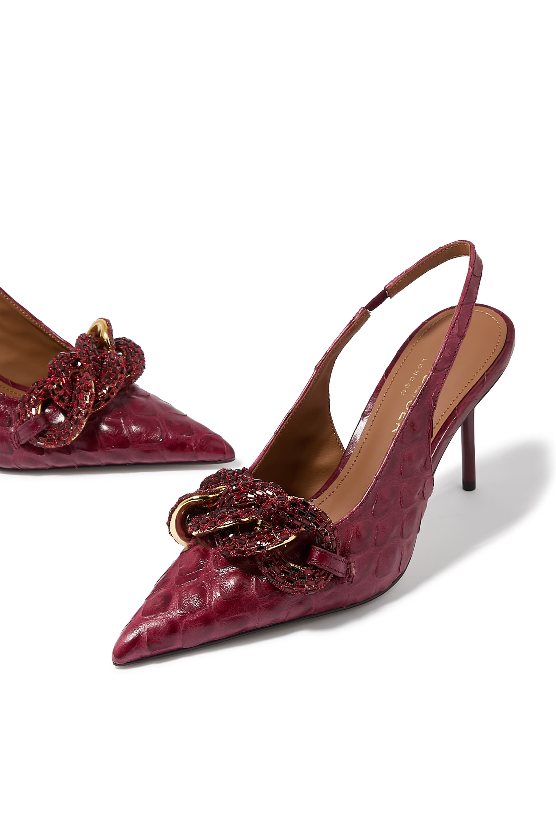 Crystal Chain 85 Slingback Pumps