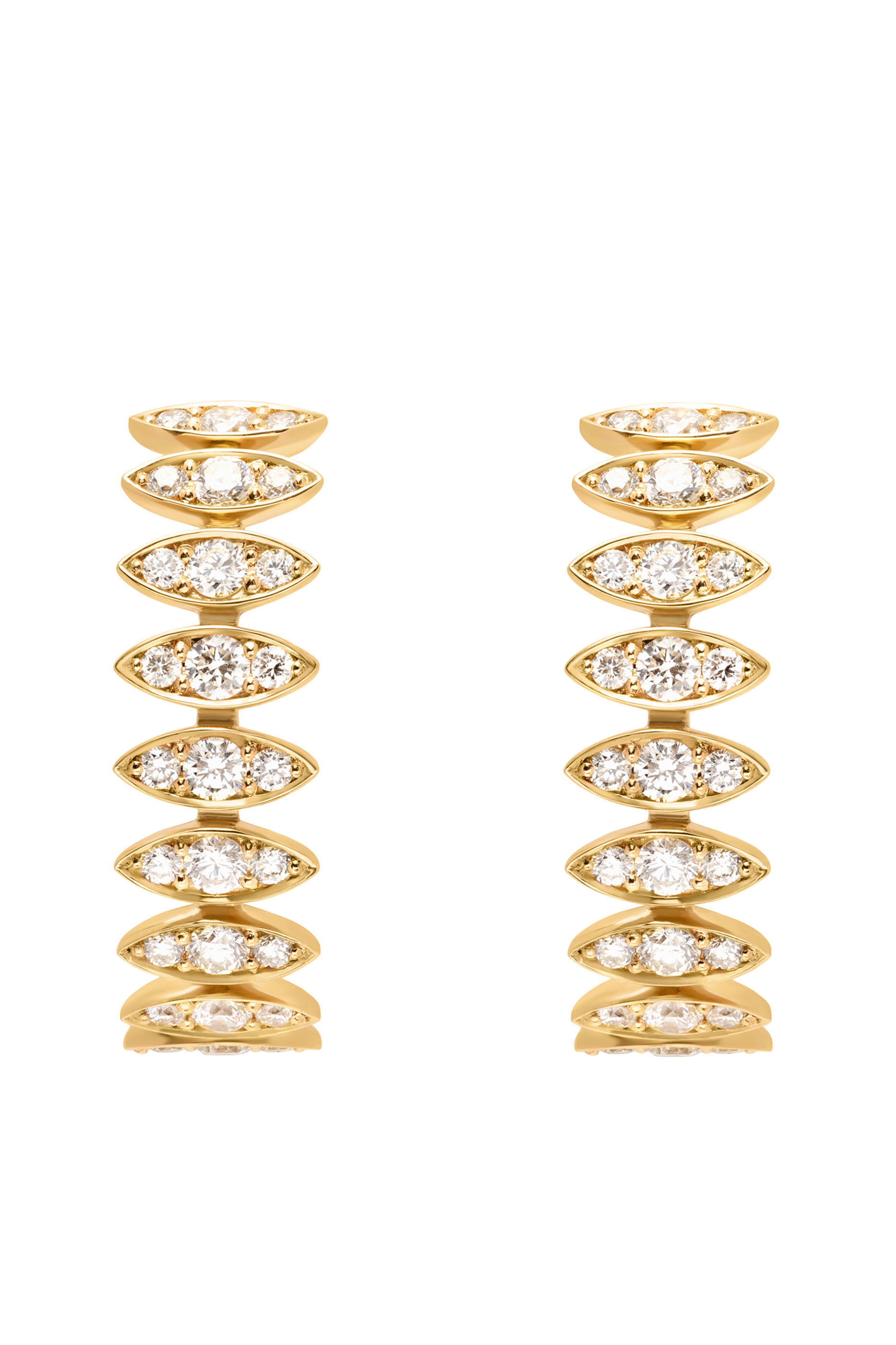 Barq Marquise Large Hoop Earrings, 18K Yellow Gold & Diamonds
