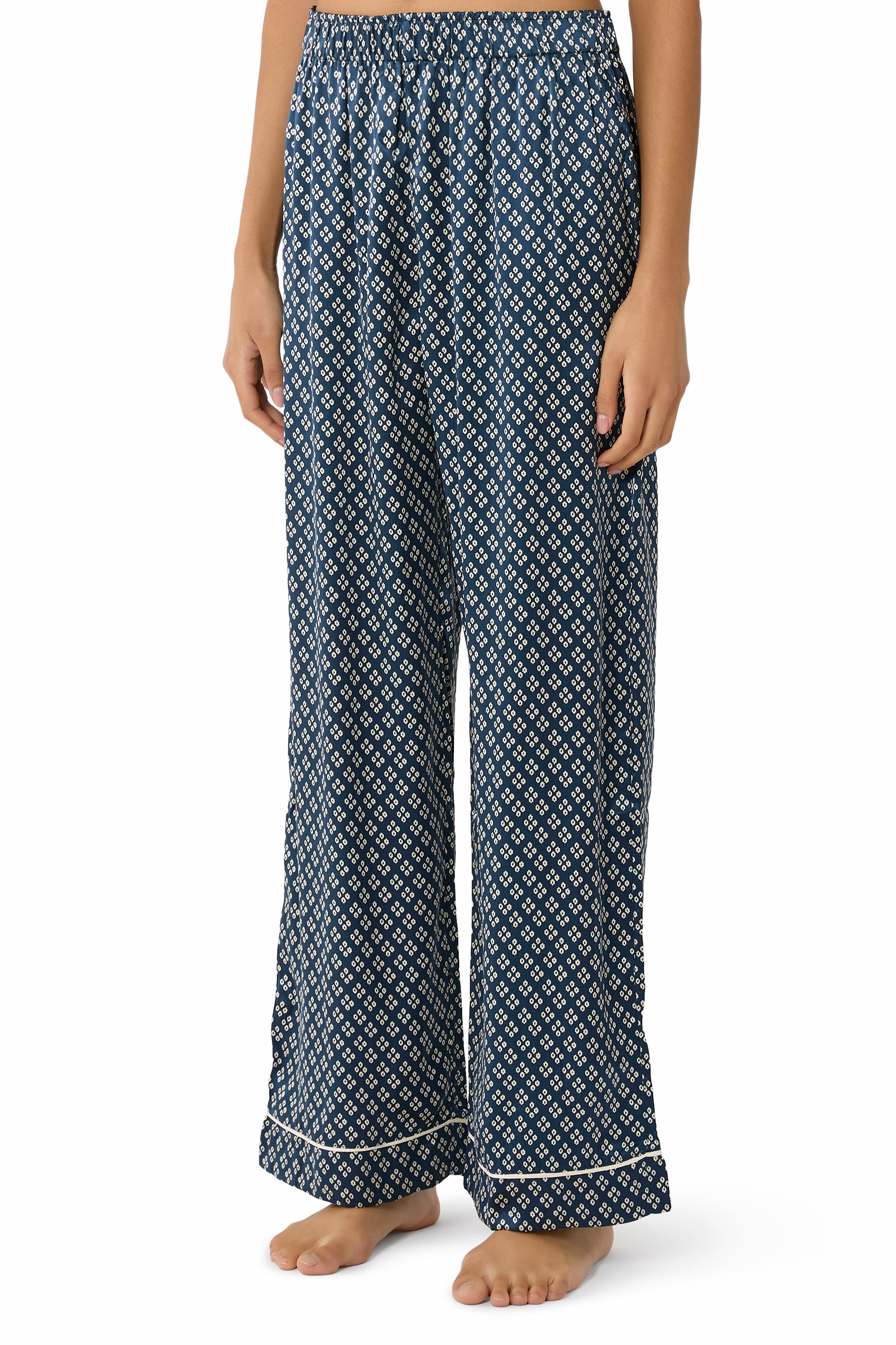 Inez Washable Silk Printed Long PJ Set