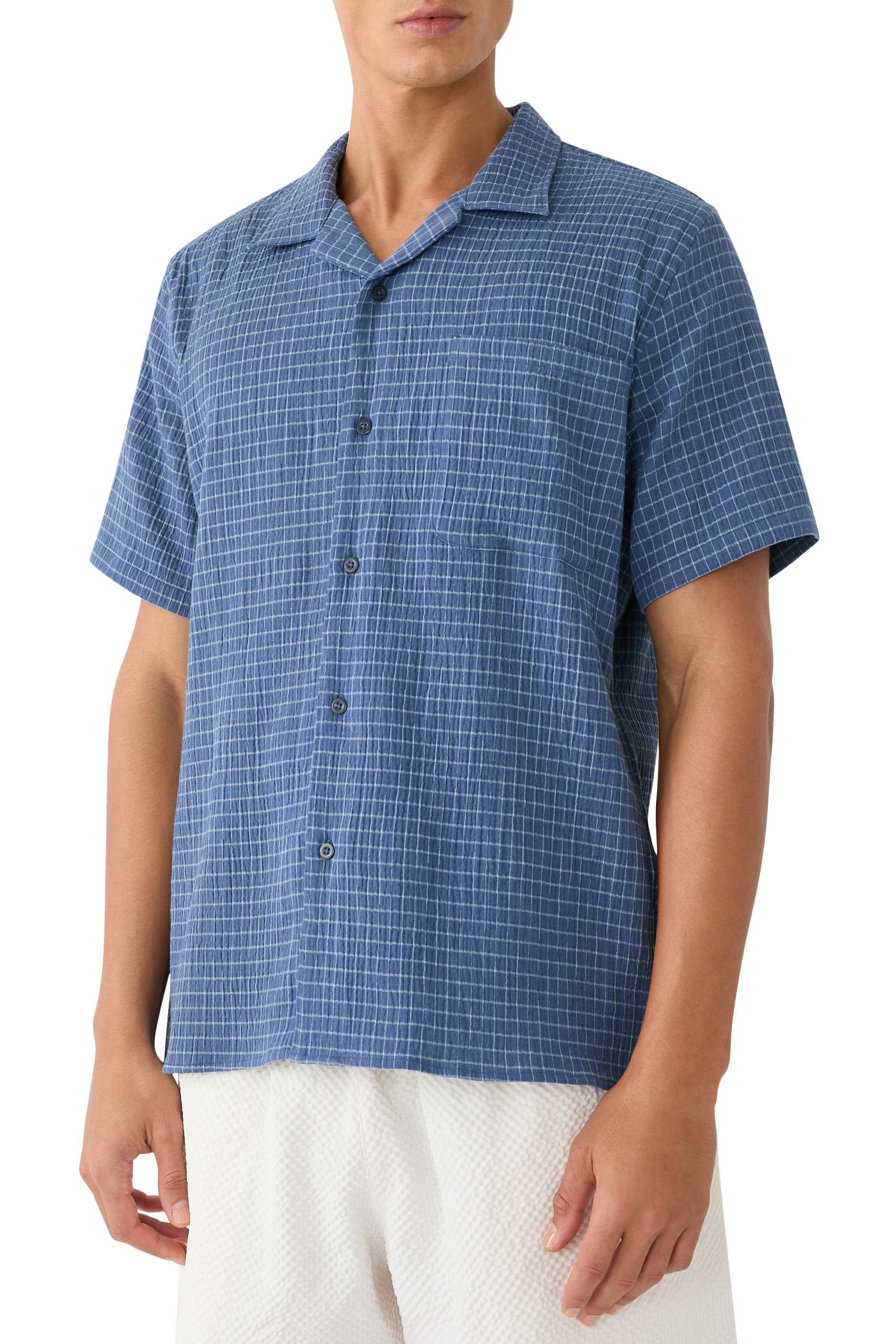 Provence Plaid Double-Face Italian Cotton Shirt