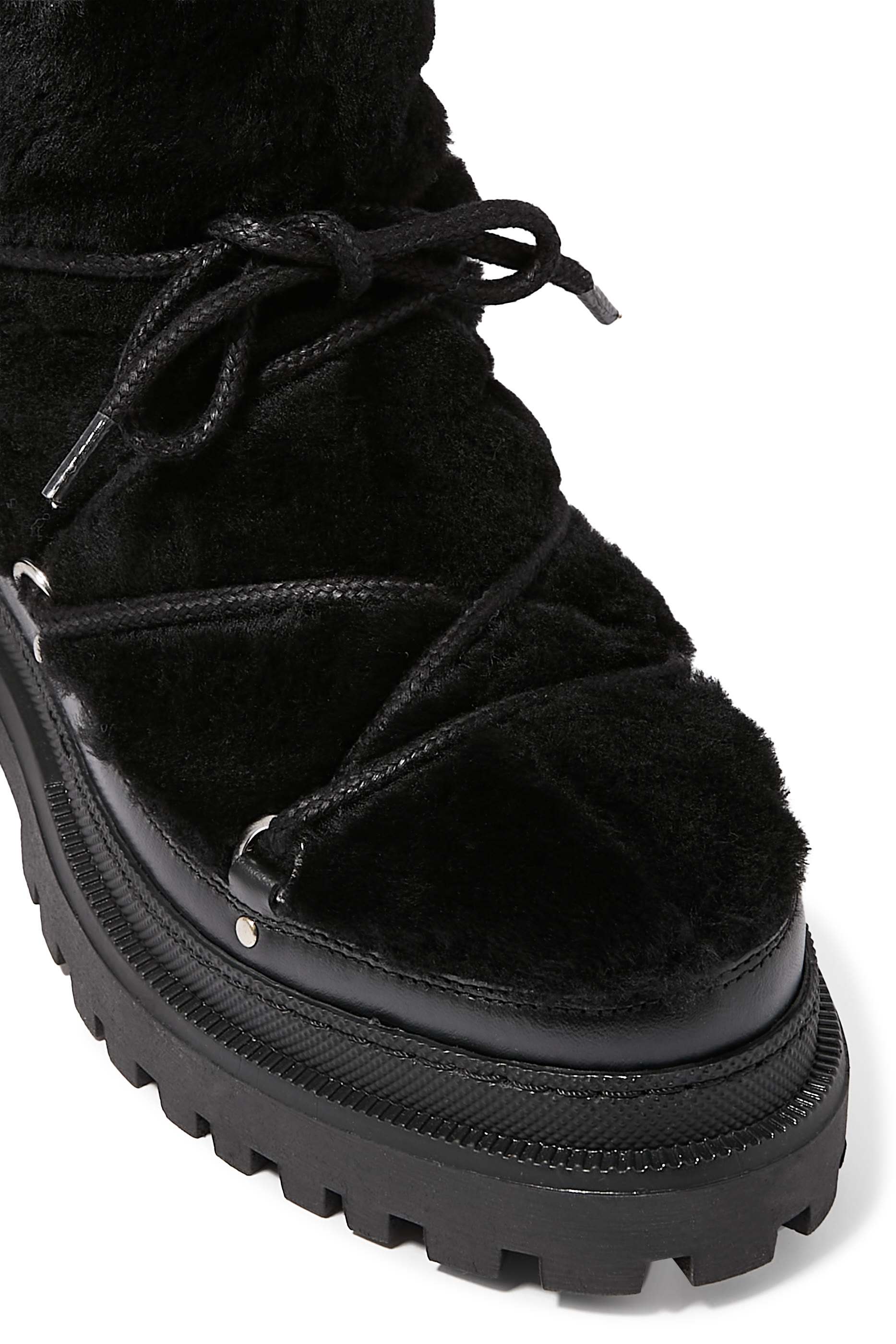 Lace-Up Mid-Length Shearling Boots