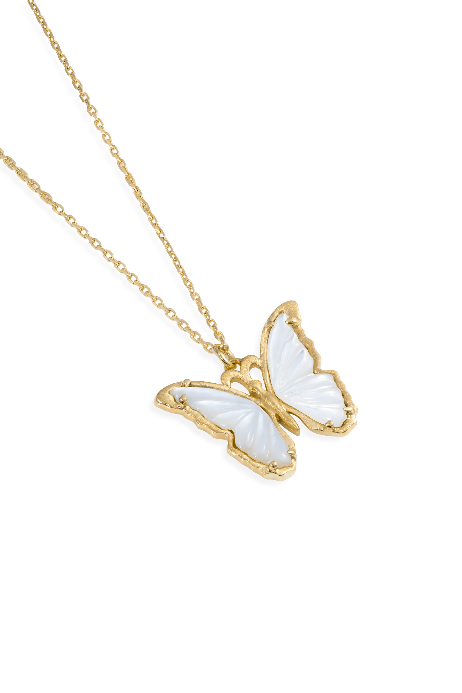 Butterfly Pendant, 18k Yellow Gold & Mother of Pearl
