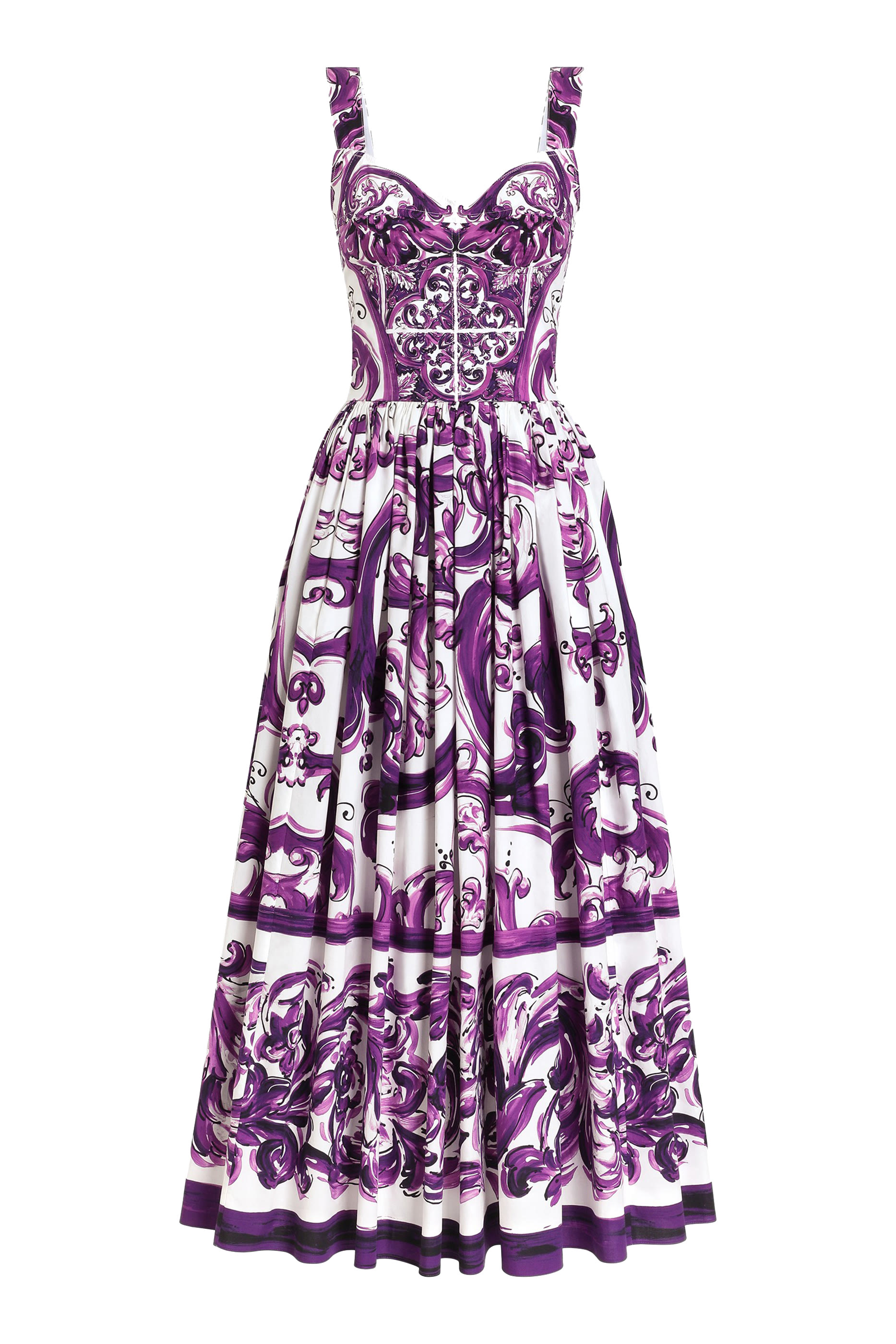 Majolica Print Long Poplin Dress