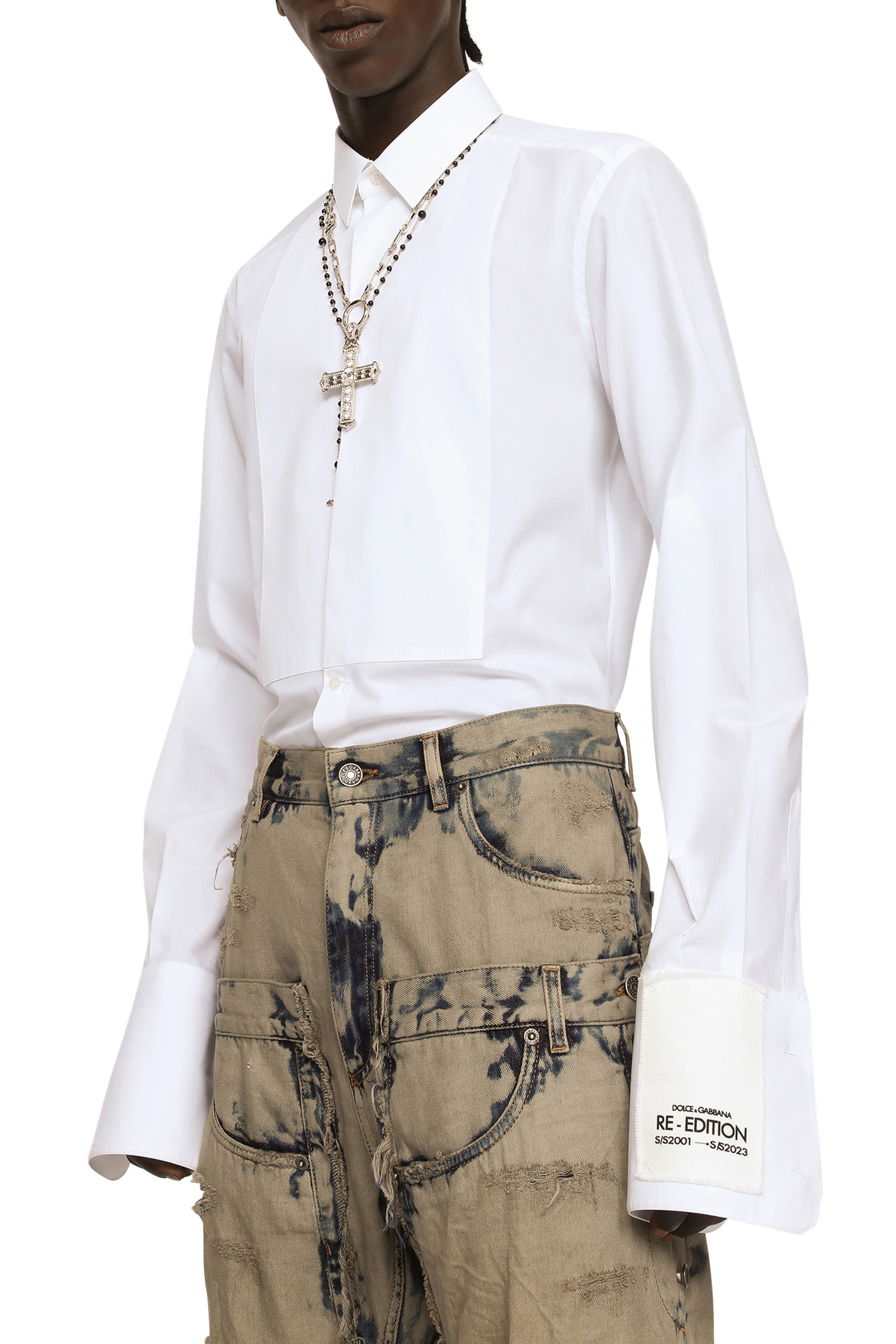 Cotton Poplin Gold-Fit Tuxedo Shirt