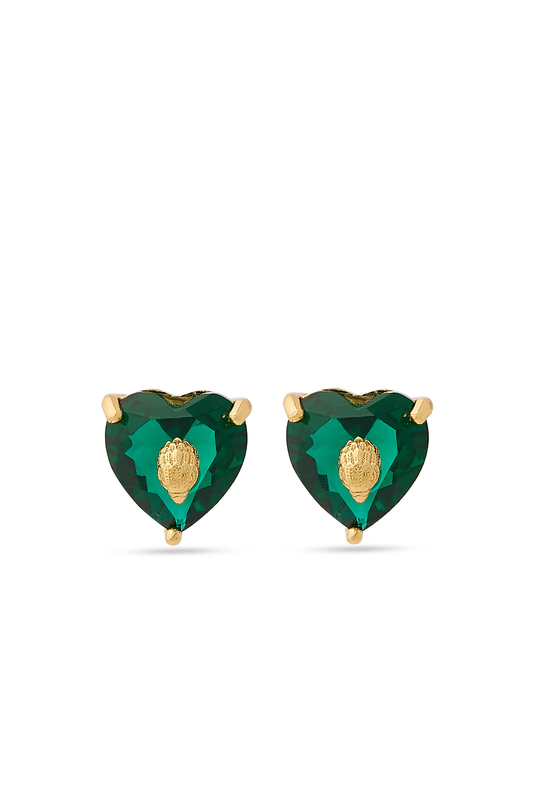 Crystal Heart Stud Earrings, Brass