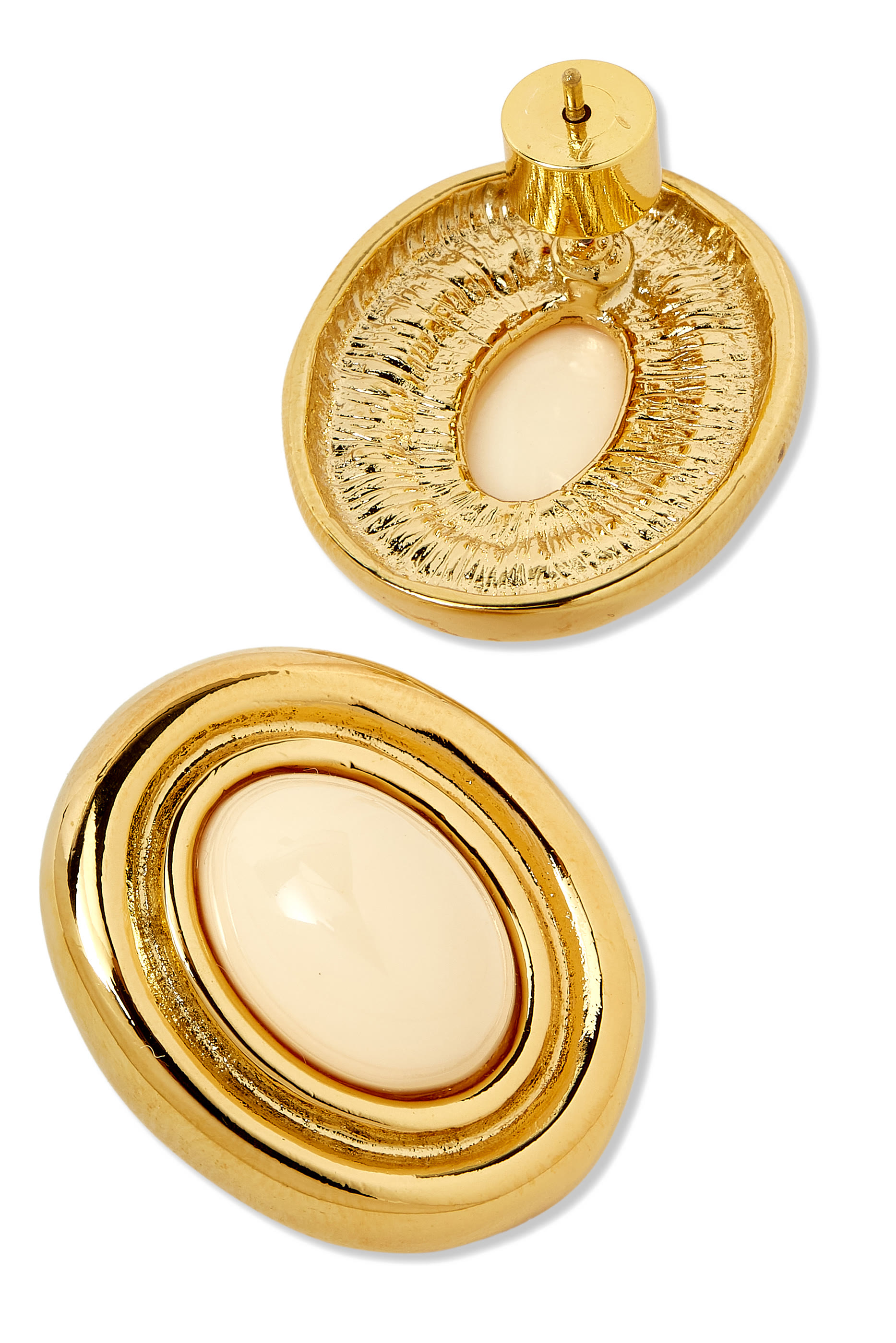 Prize Earrings, 18k Gold PVD Plated Stainless Steel with Soft Cream Enamel