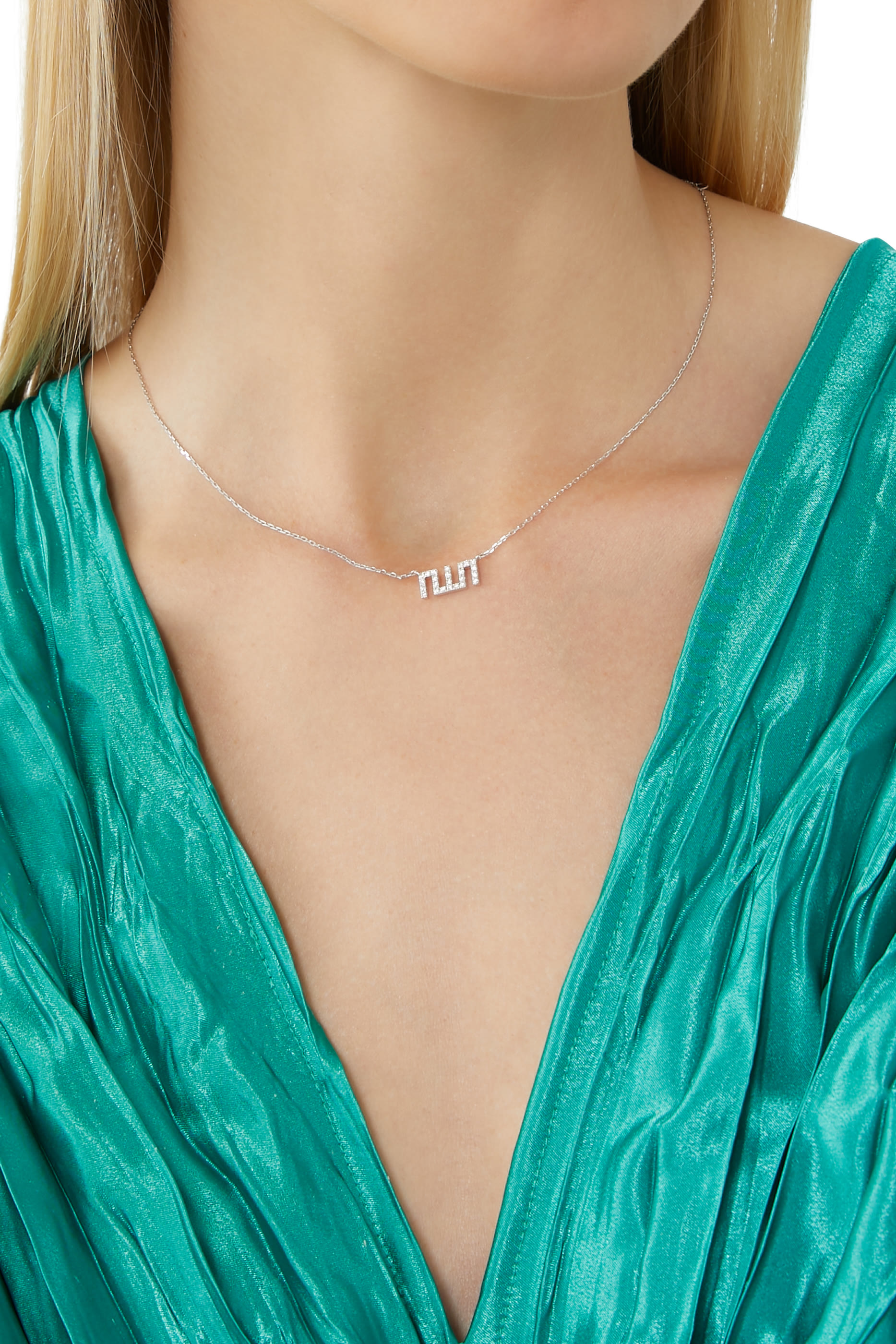 Allah Medium Necklace, 18K White Gold & Diamonds