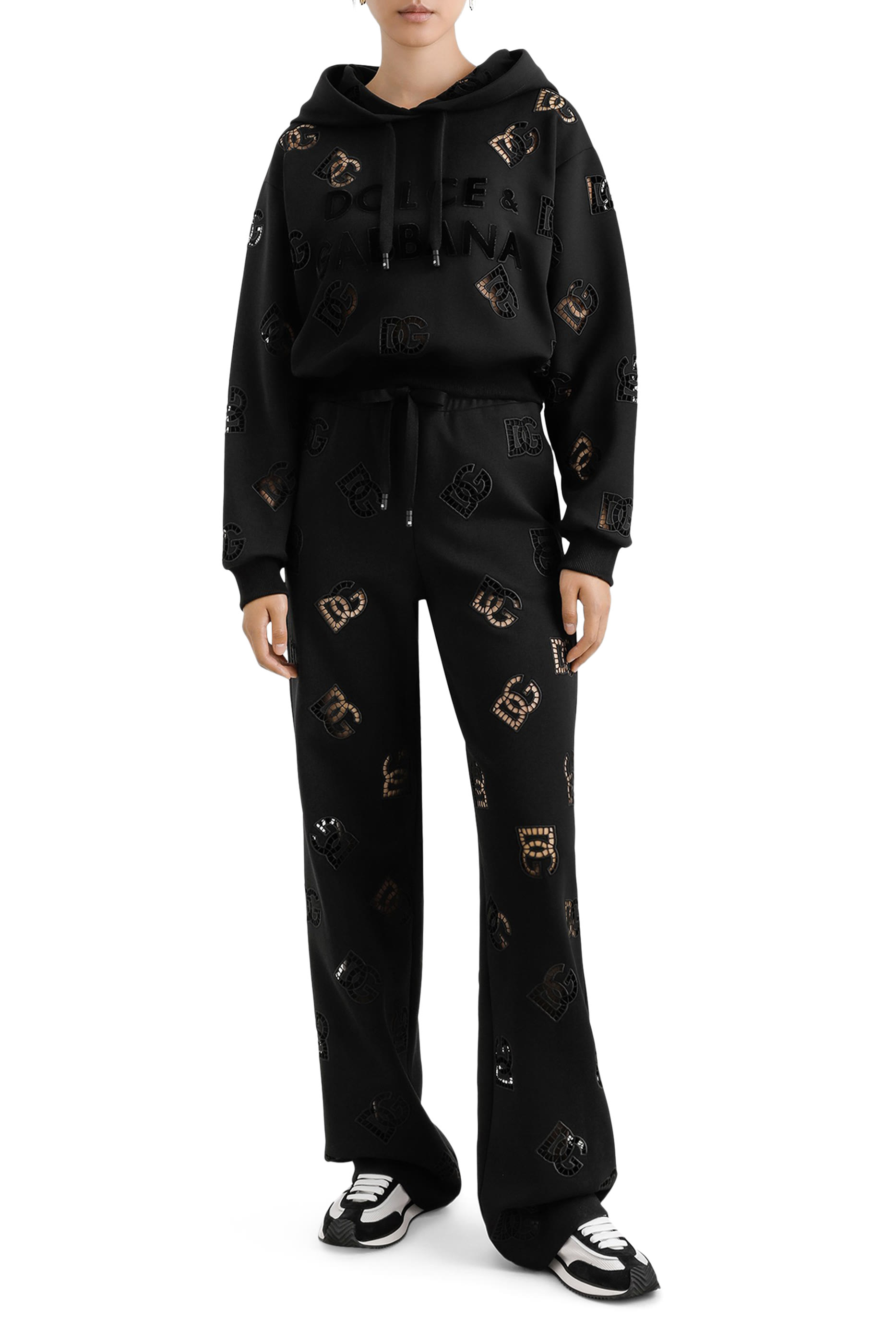 Cut-Out and Logo Jersey Jogging Pants