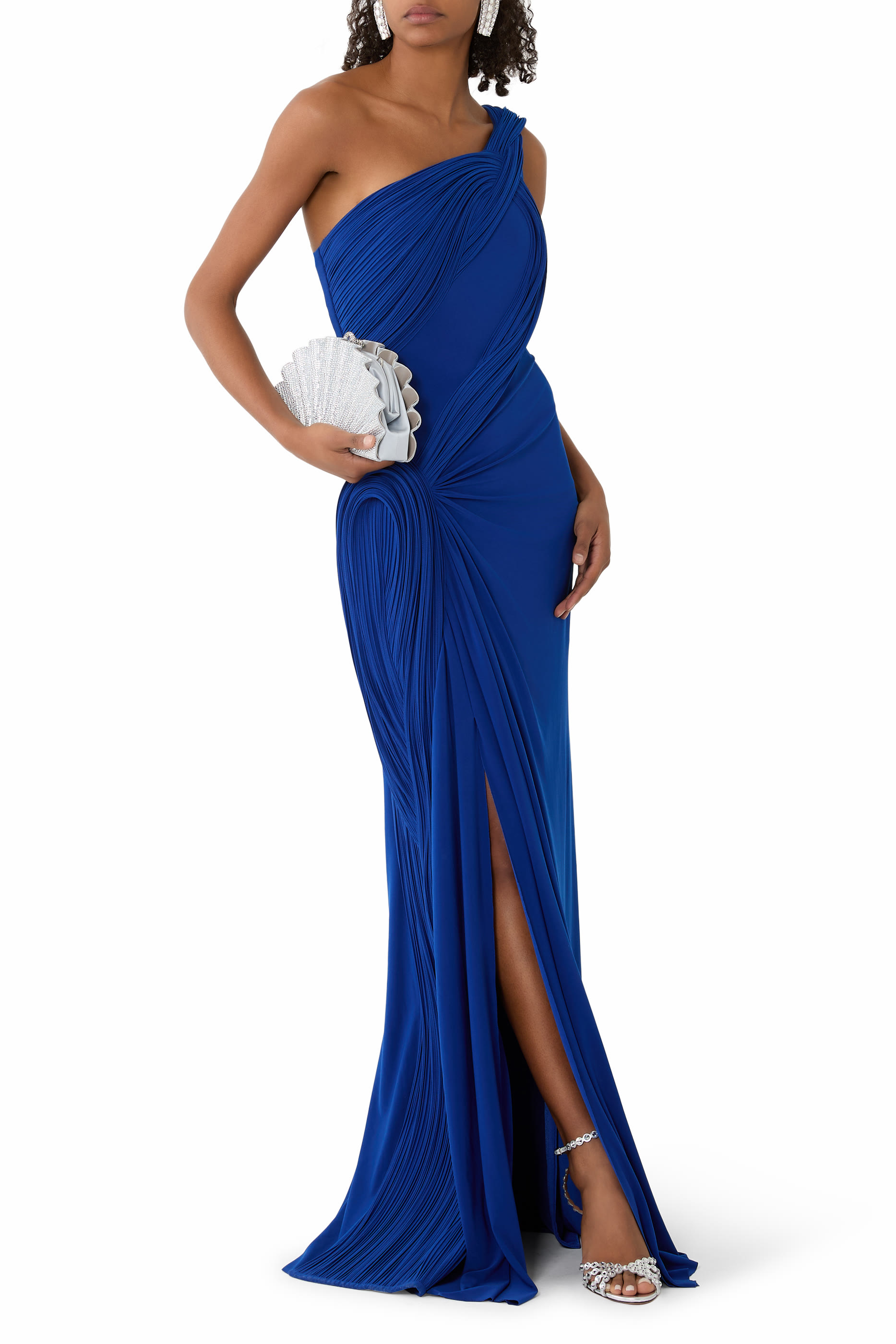 Nova One-Shoulder Draped Gown