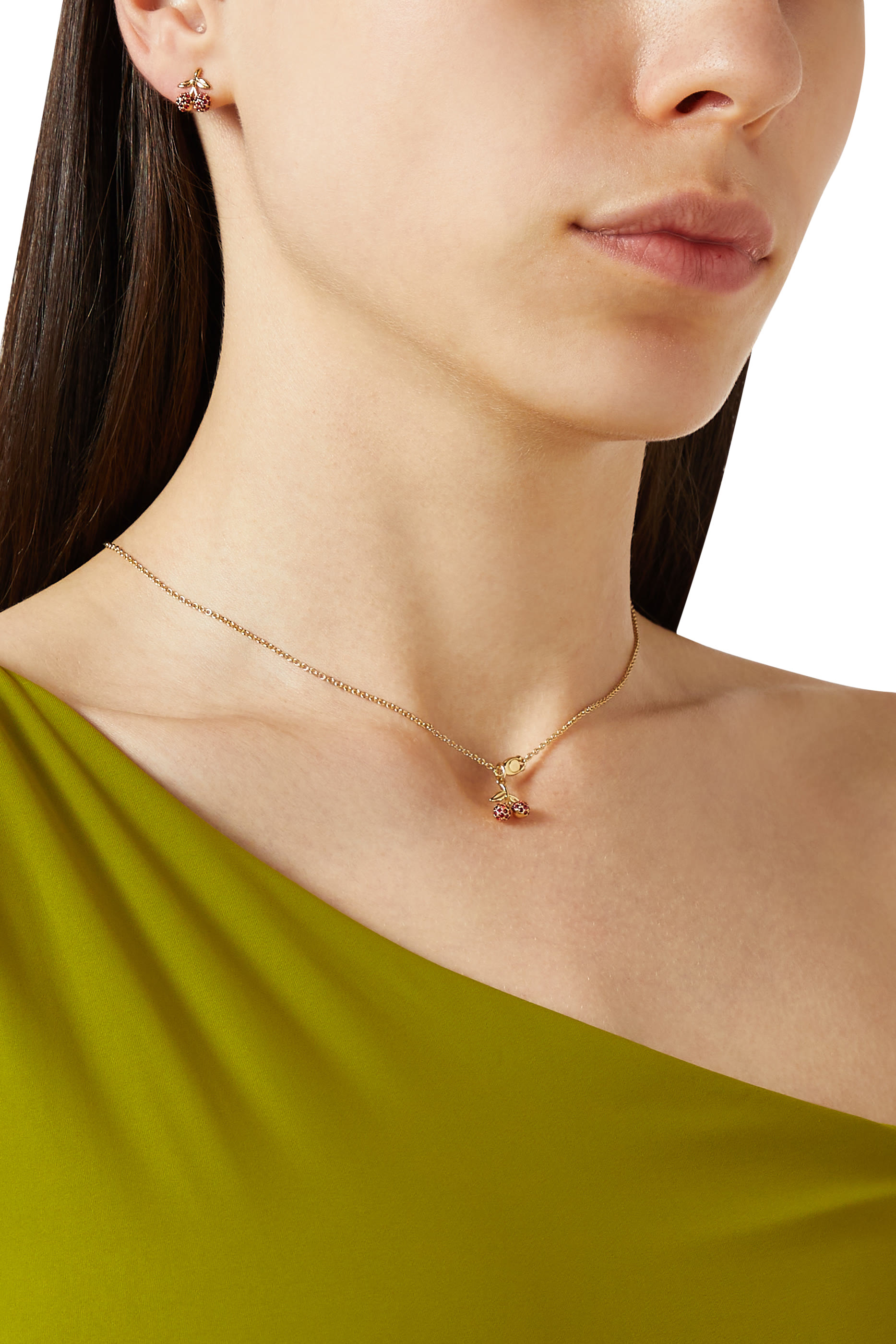 Pav&eacute; Cherry Pendant Necklace