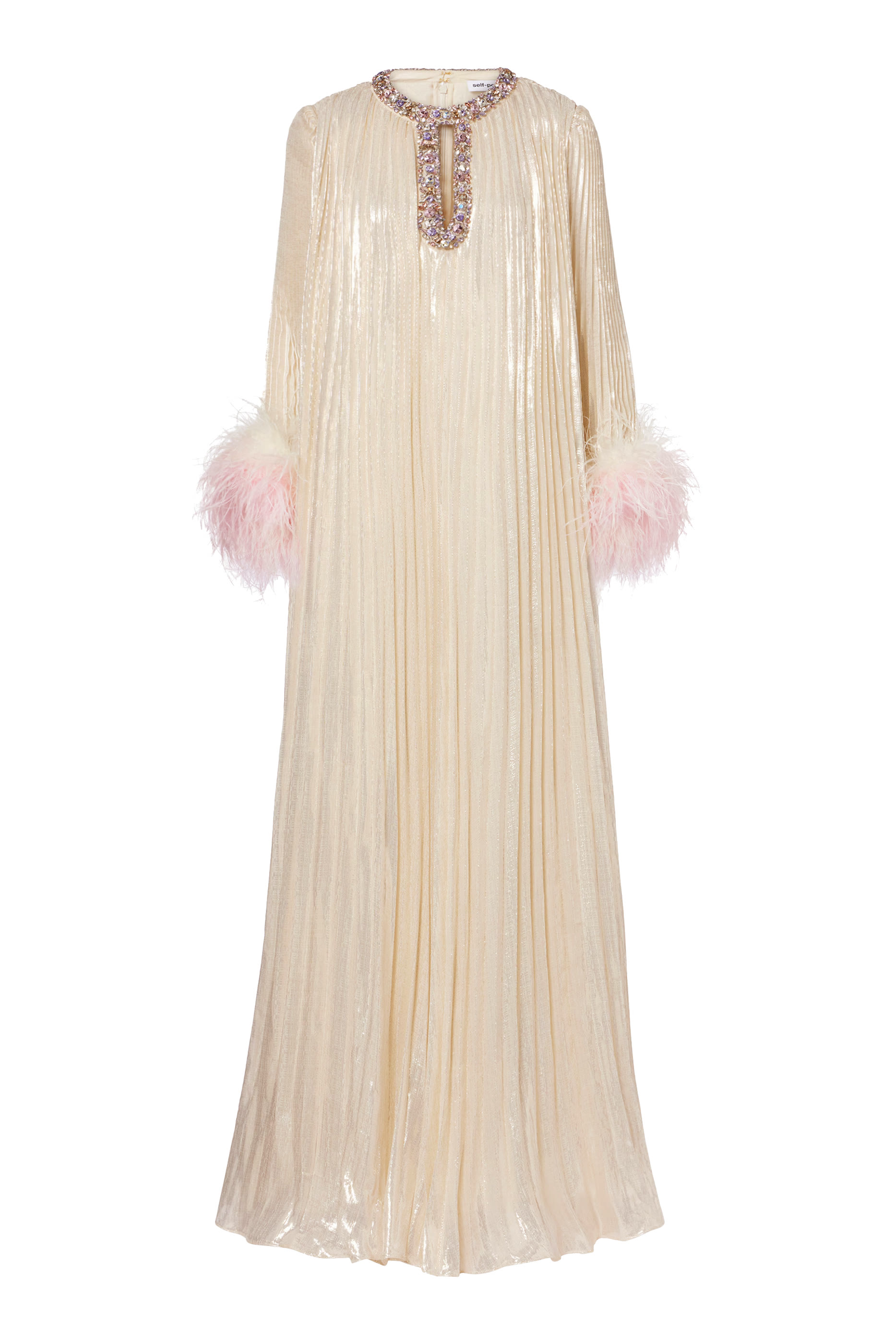 Metallic Ombre Feather Maxi Dress