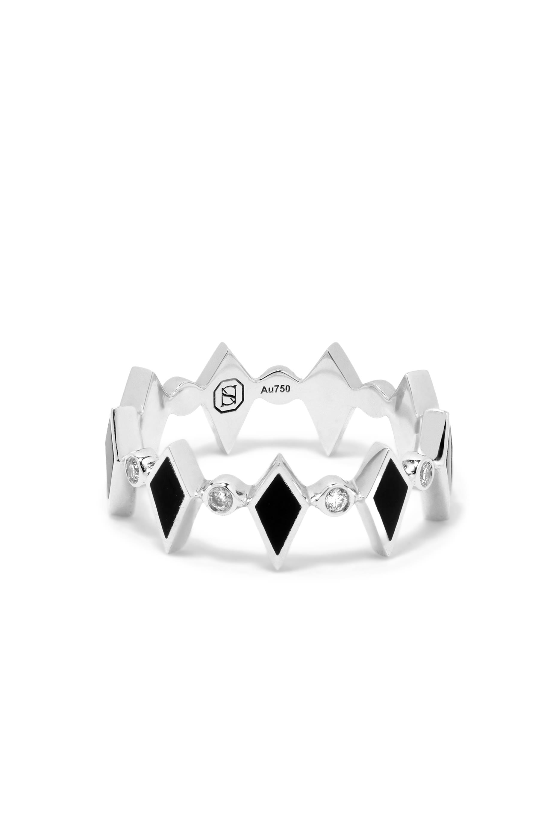 Mosaic Ring, 18k White Gold & Diamonds, Enamel