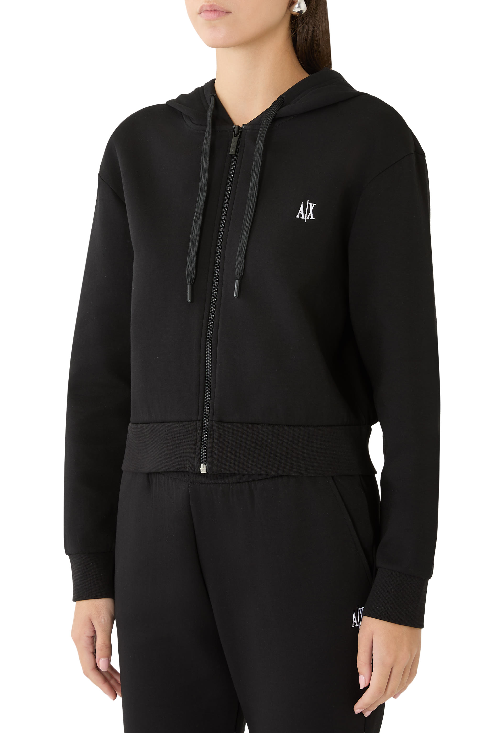 AX Logo Stretch Bonded Cotton Sweatshirt
