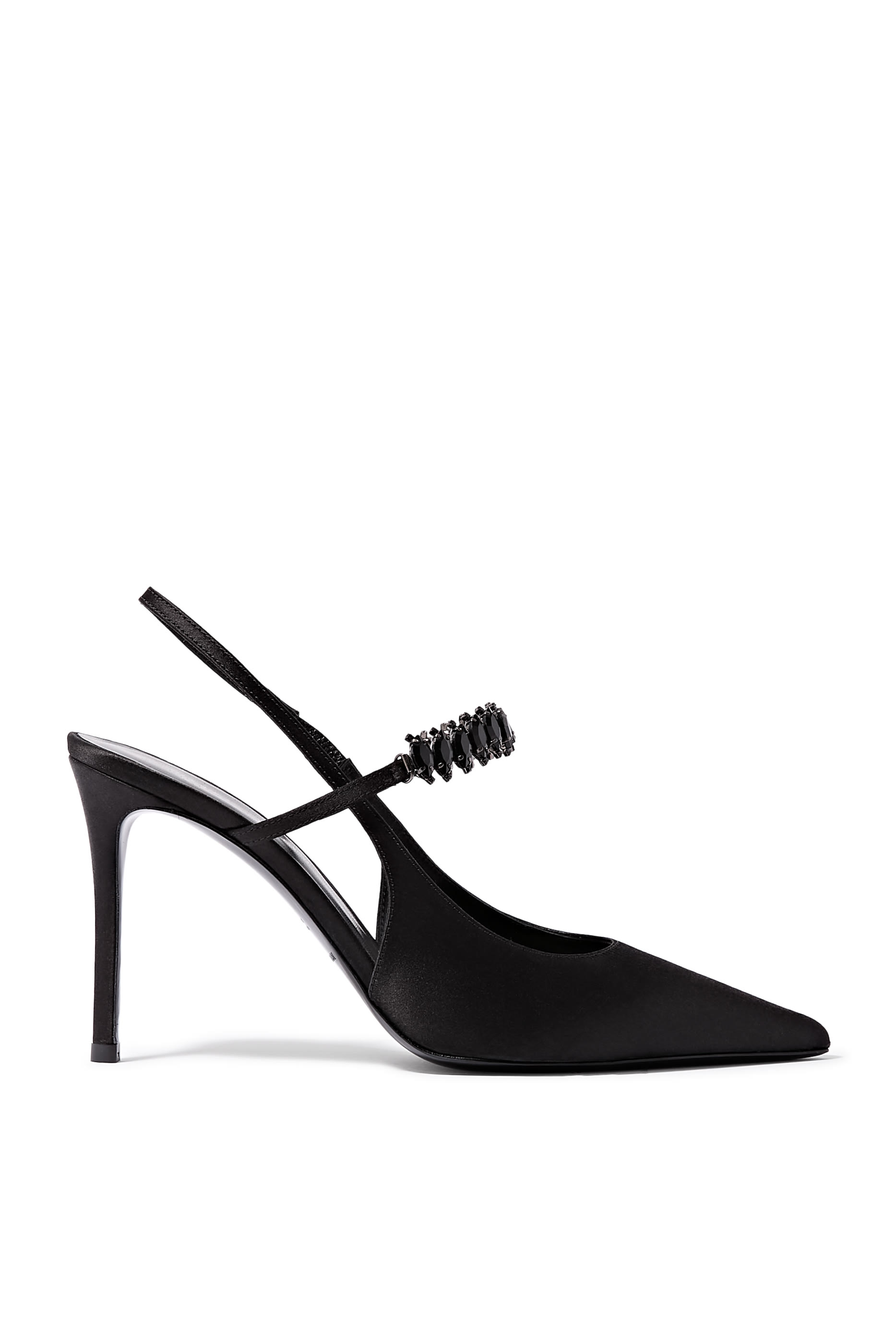 Embellished Satin Slingback Pumps