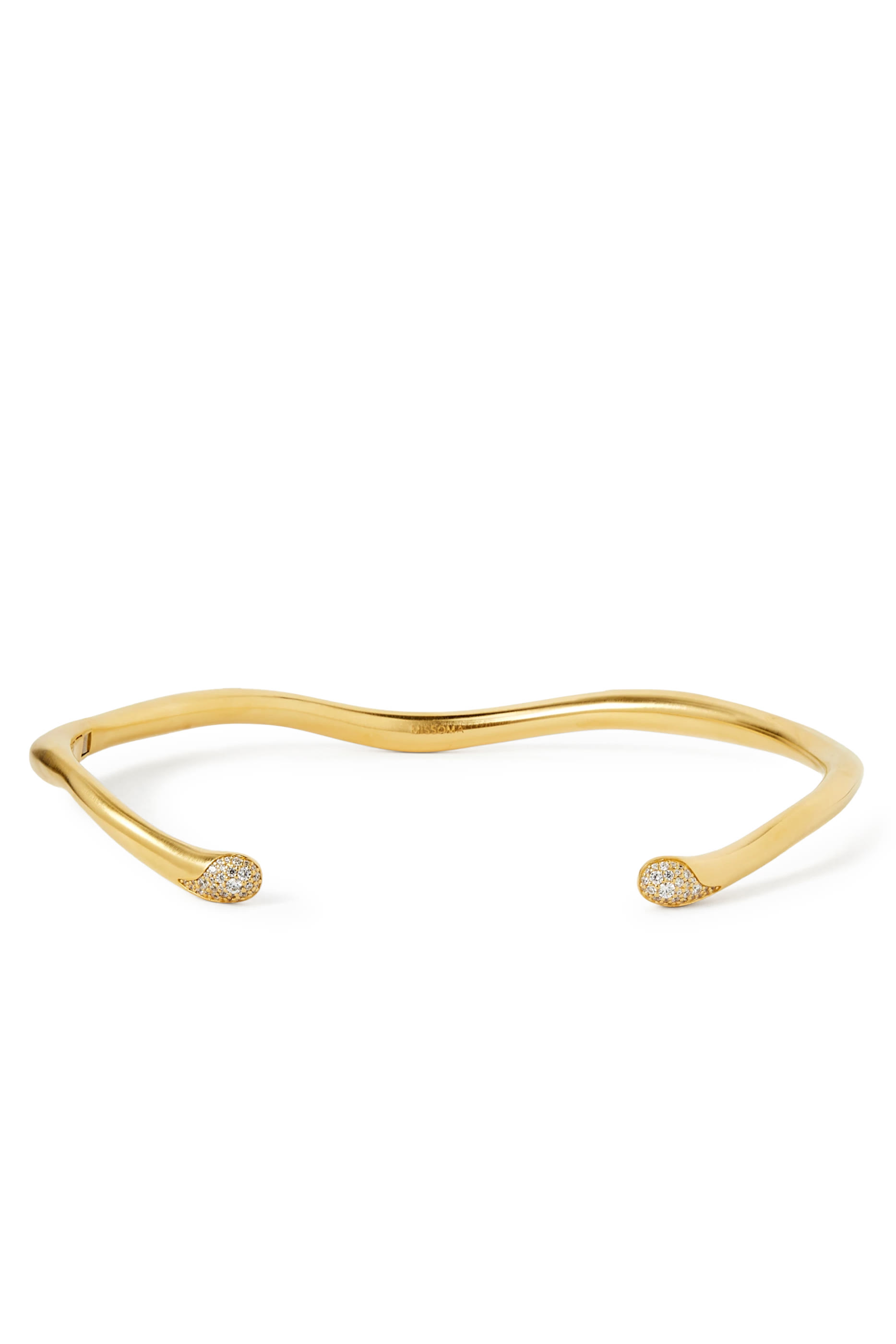 Molten Snow Torque Statement Necklace,  18k Recycled Gold Plating on Brass & Cubic Zirconia