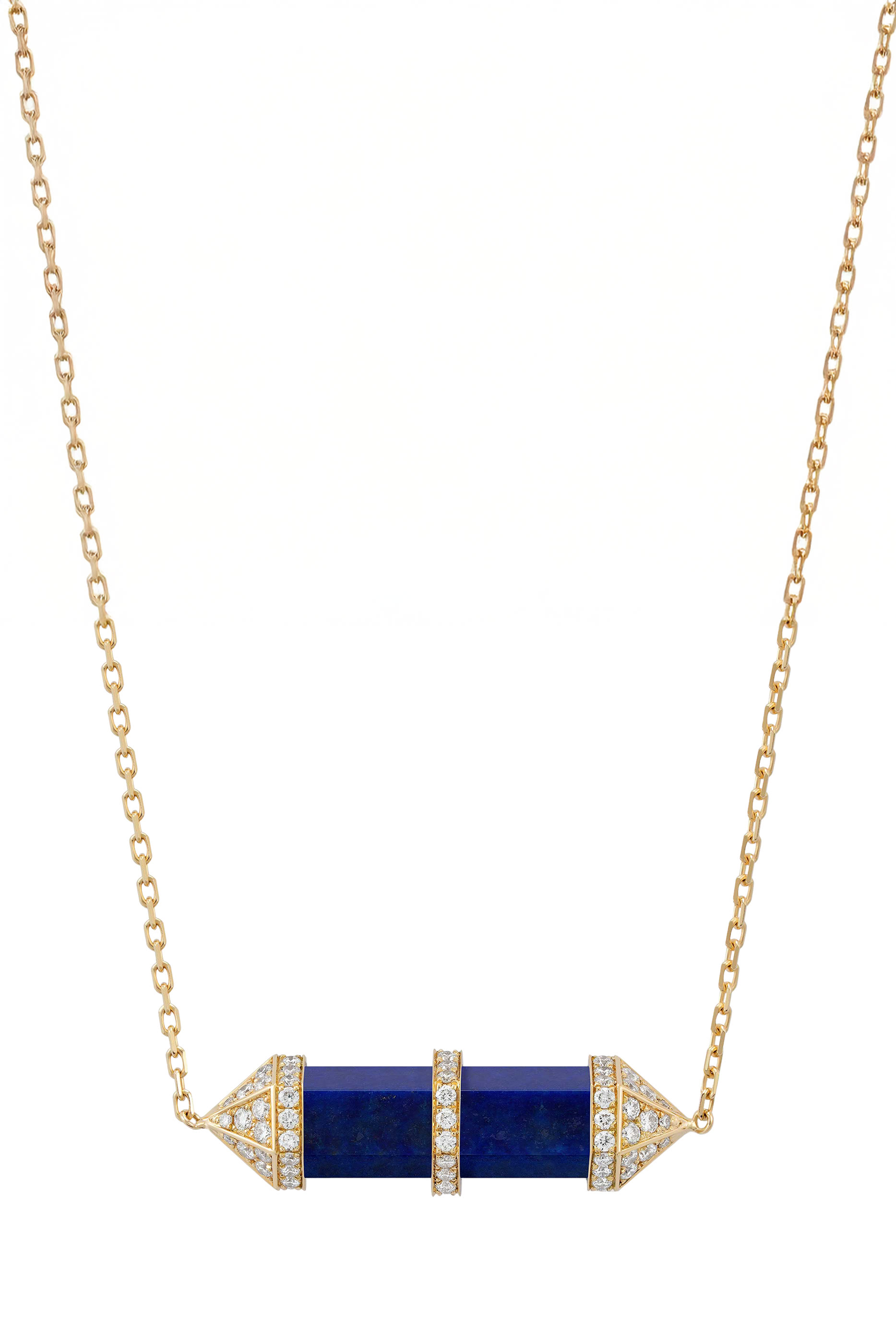 Chakra Medium Pendant Necklace, 18k Yellow Gold & Diamonds, Lapis Lazuli
