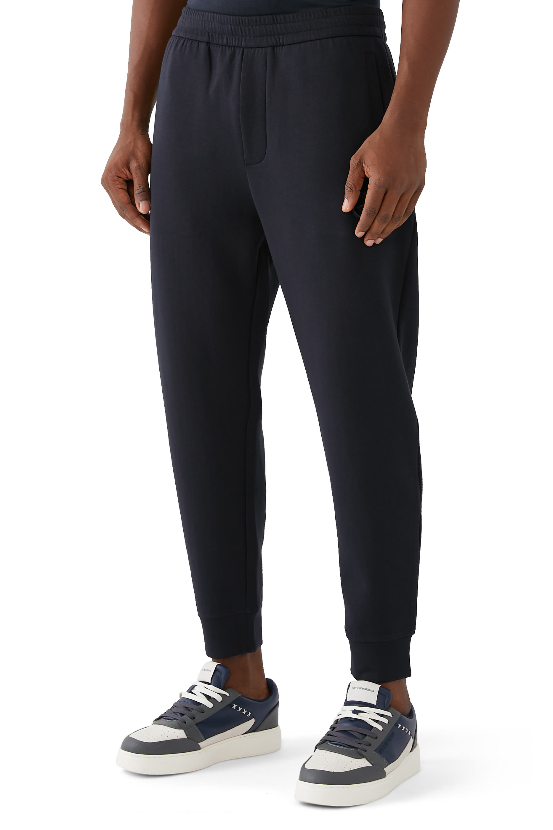 Embossed Embroidered EA Logo Double-Jersey Joggers