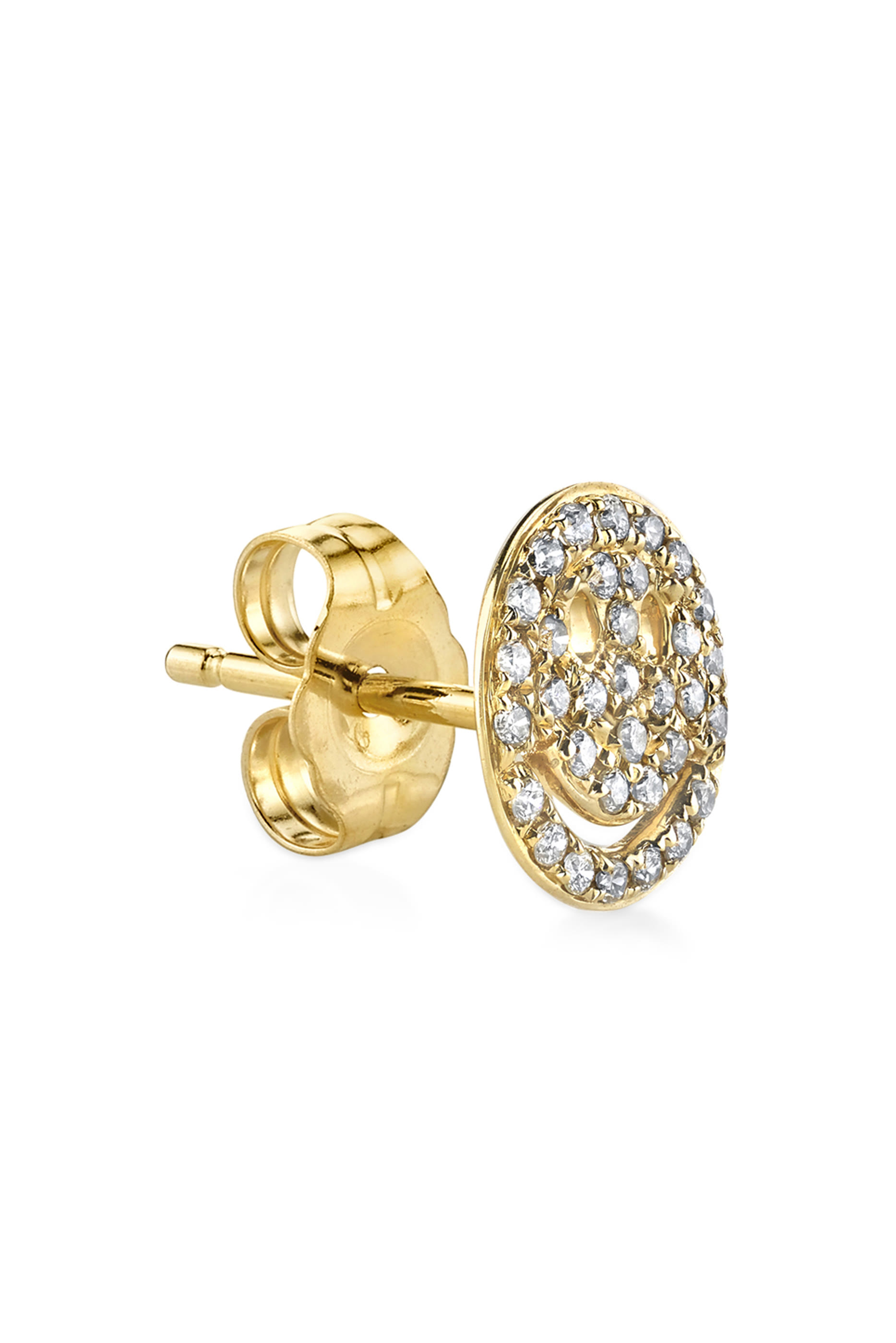 Pav&eacute; Diamond Happy Face Single Stud Earring