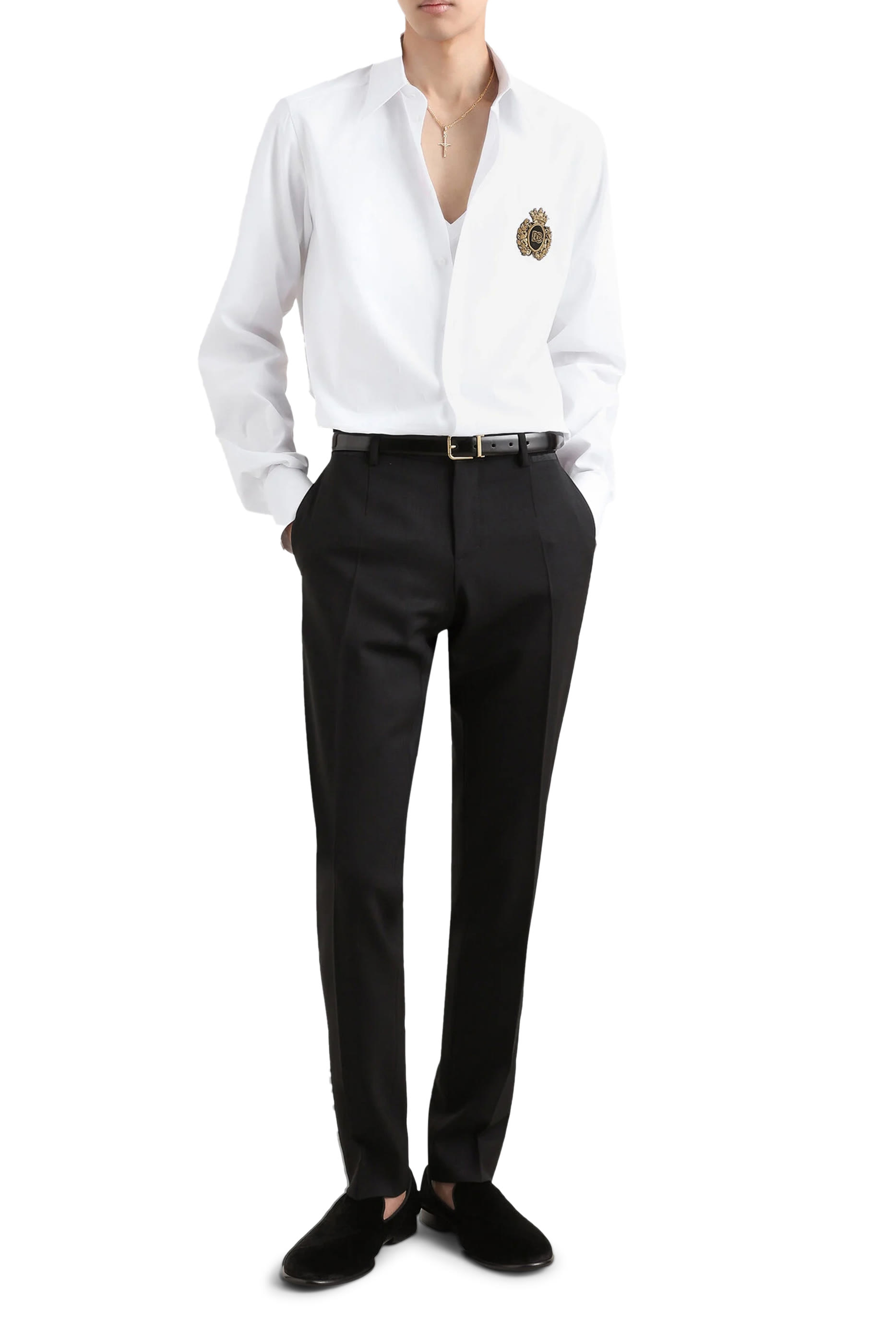 Cotton Shirt with Heraldic Patch