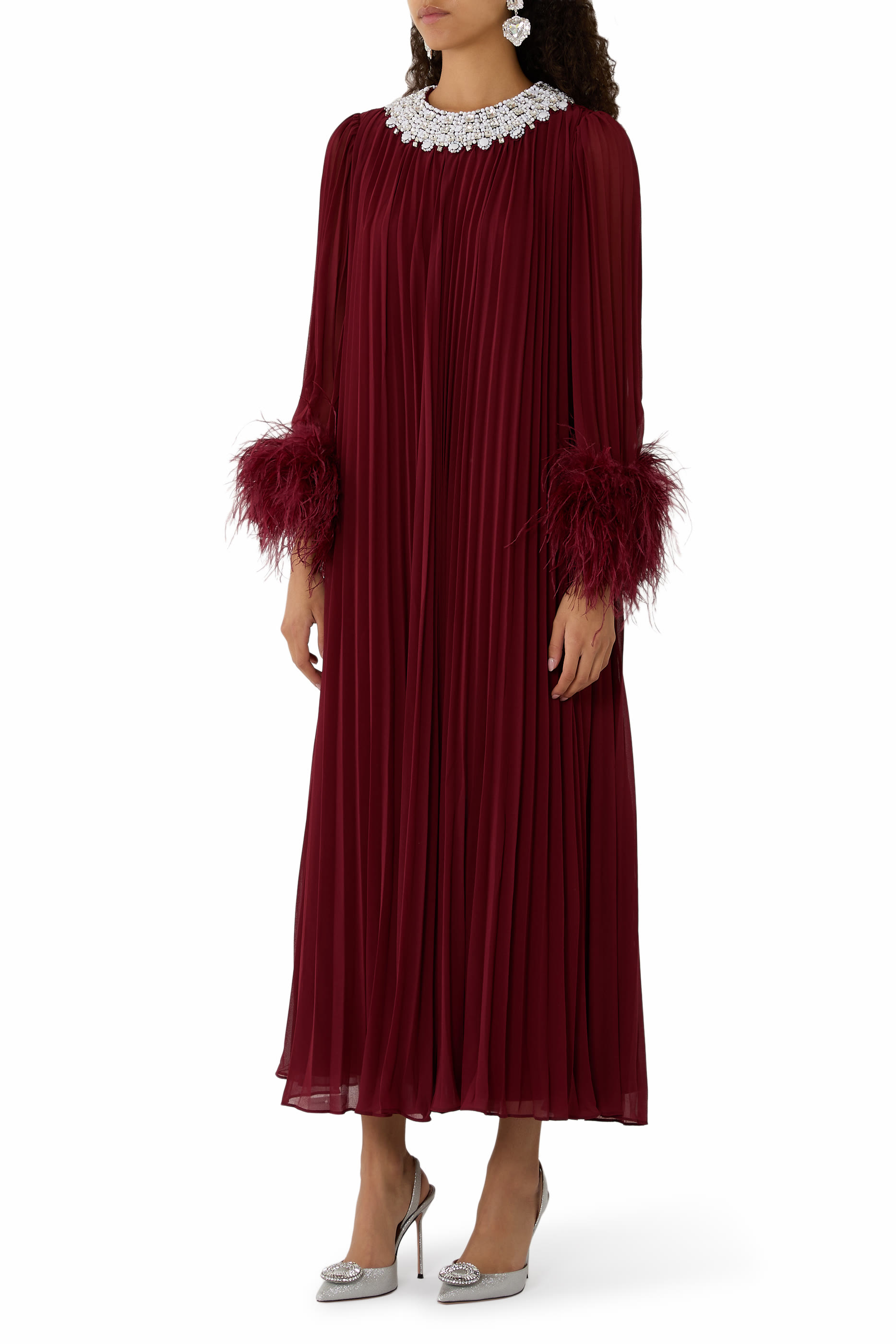 Chiffon Feather Midi Dress